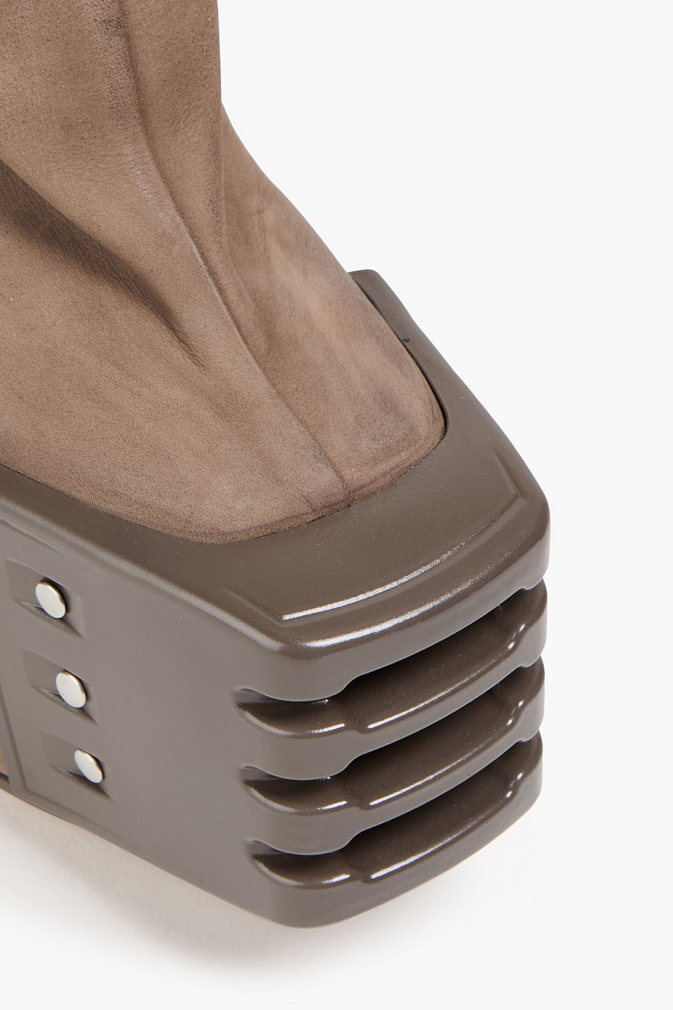 Rick Owens Gray Flared Platform Boots In Taupe