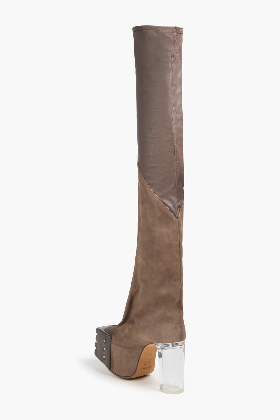 Rick Owens Gray Flared Platform Boots In Taupe
