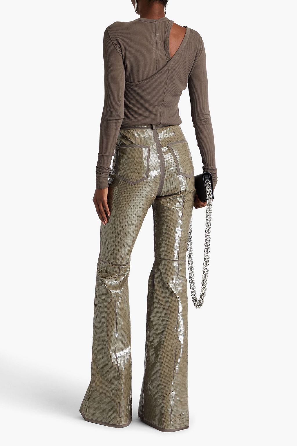 RICK OWENS Sequined high-rise flared jeans