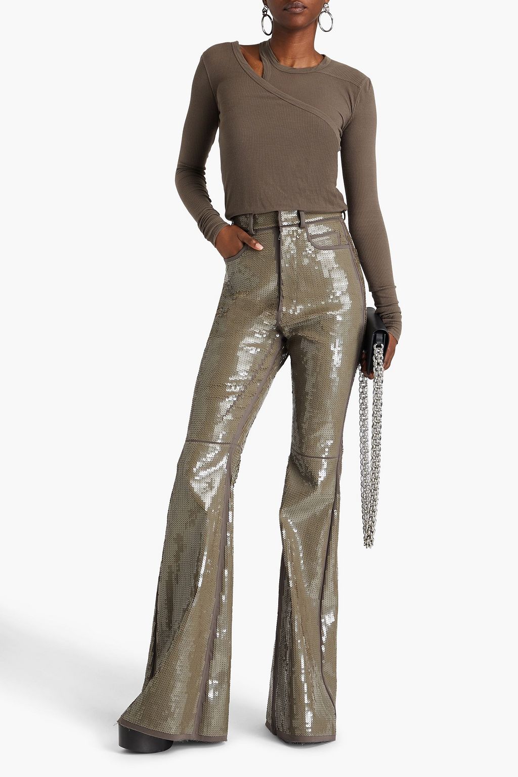 RICK OWENS Sequined high-rise flared jeans