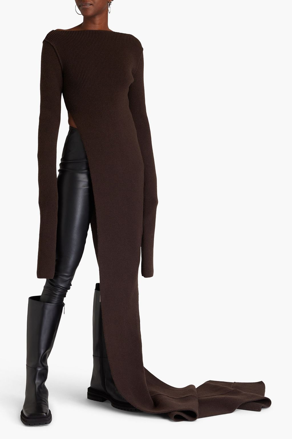 RICK OWENS كنزة رياضية من مزيج الكشمير بتصميم مضلّع وبقصّة غير متماثلة