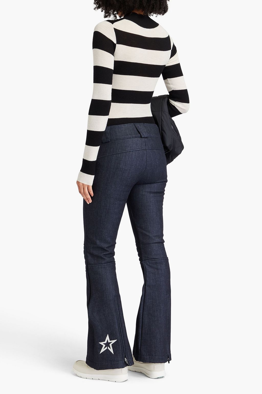 PERFECT MOMENT Embroidered denim flared ski pants