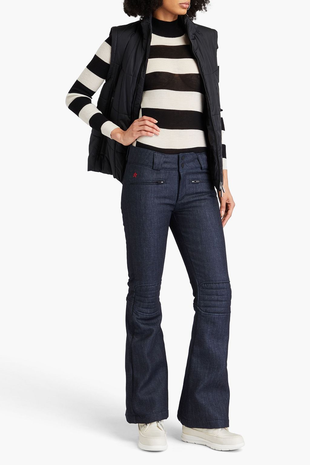 PERFECT MOMENT Embroidered denim flared ski pants