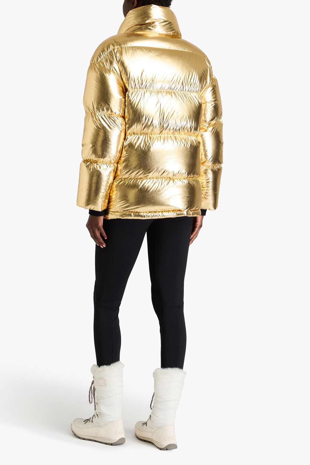 PERFECT MOMENT Quilted metallic hooded down ski jacket