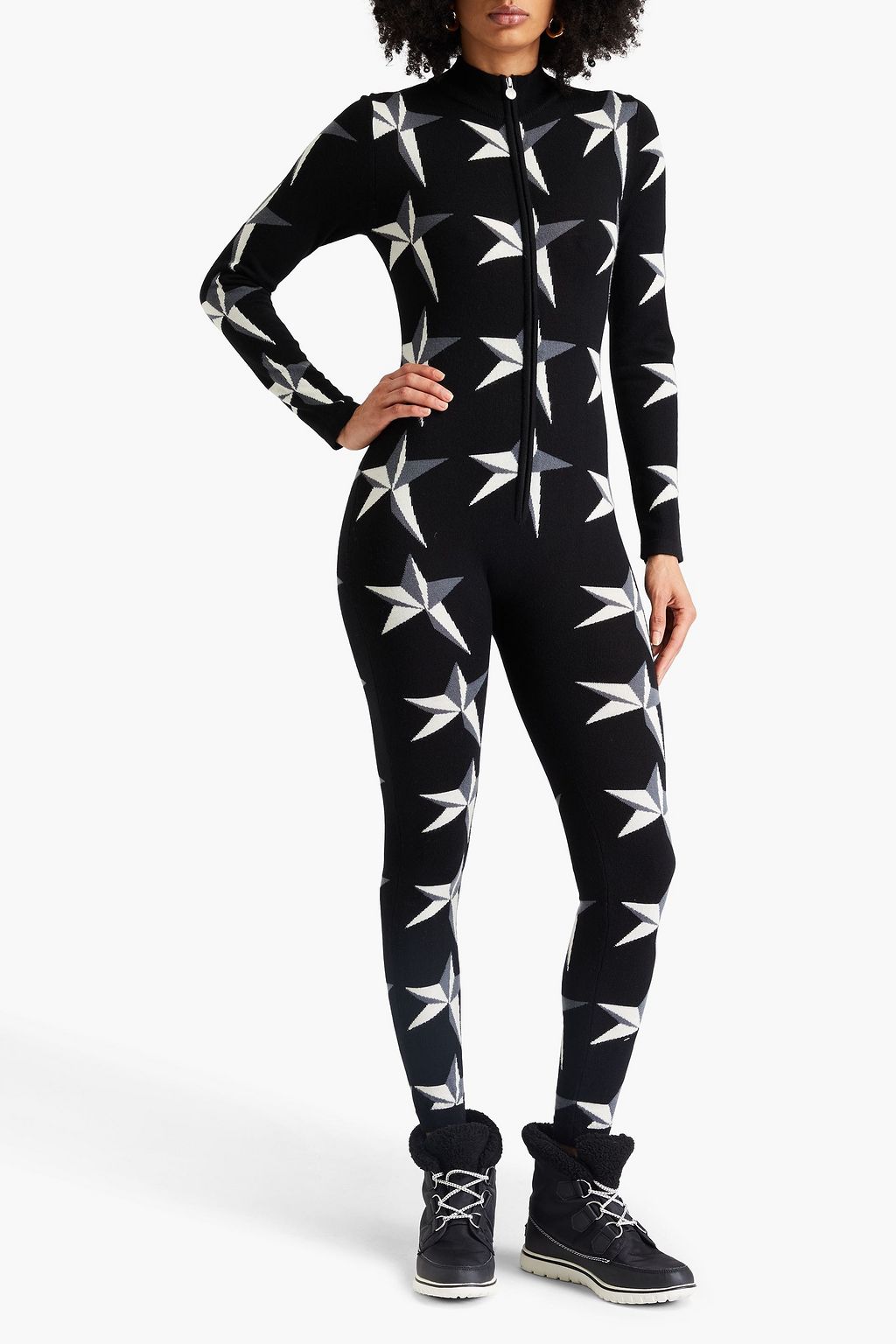PERFECT MOMENT Jacquard-knit merino wool ski suit