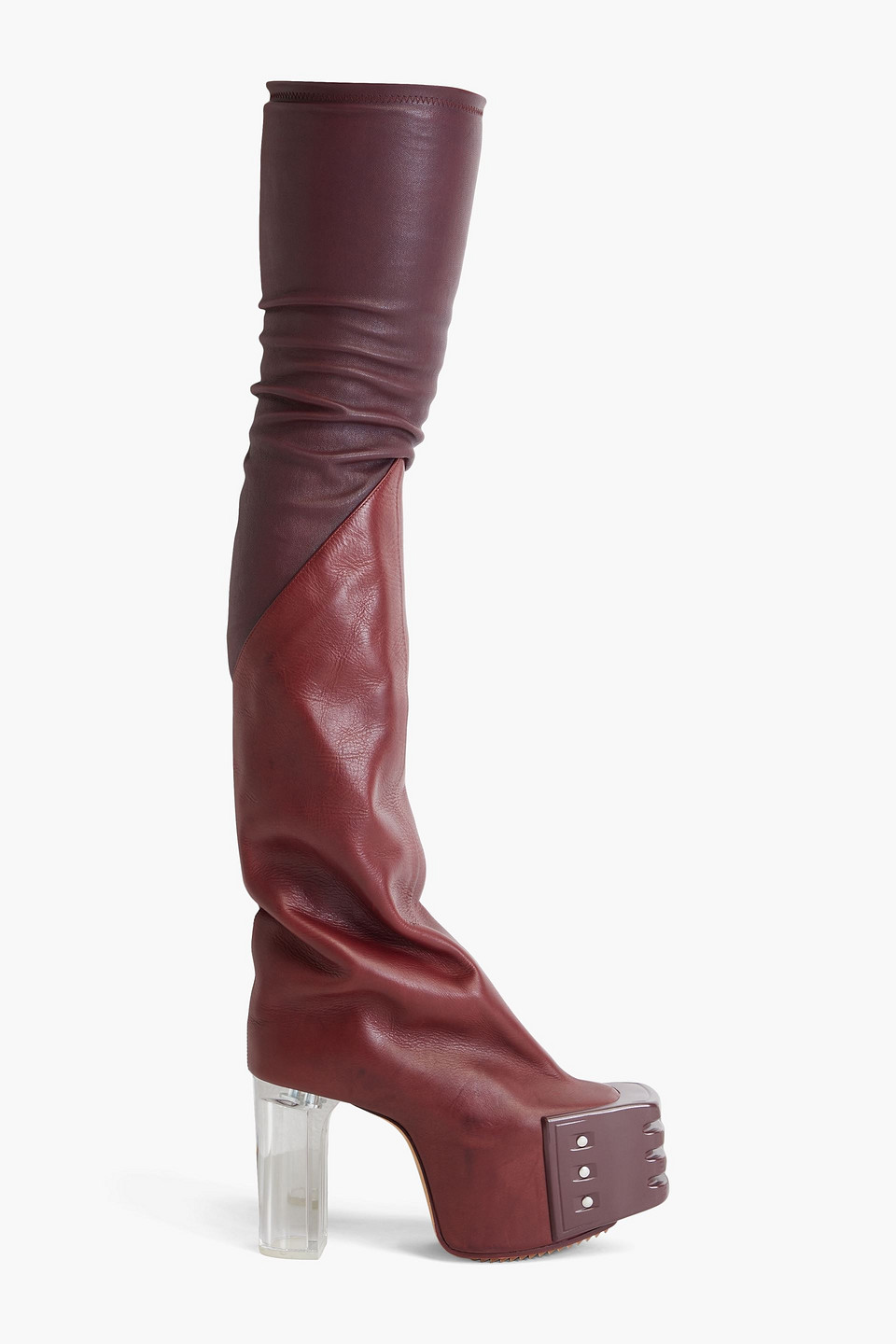 Leather-blend platform thigh boots