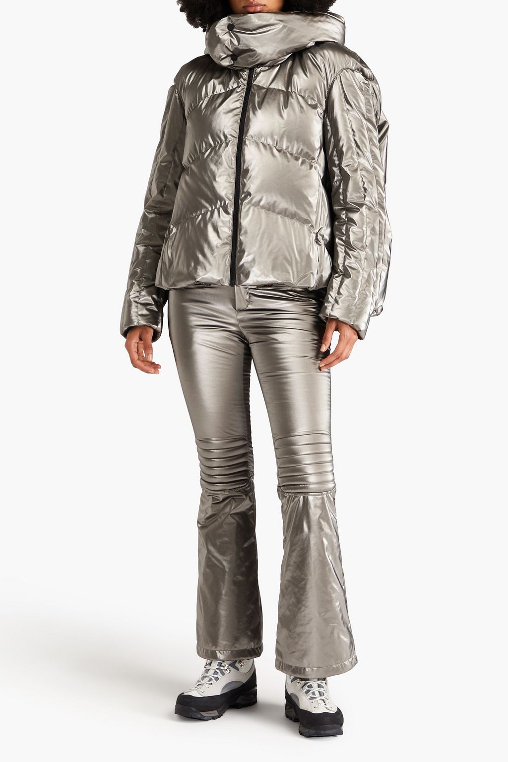PERFECT MOMENT Orelle quilted metallic hooded down ski jacket