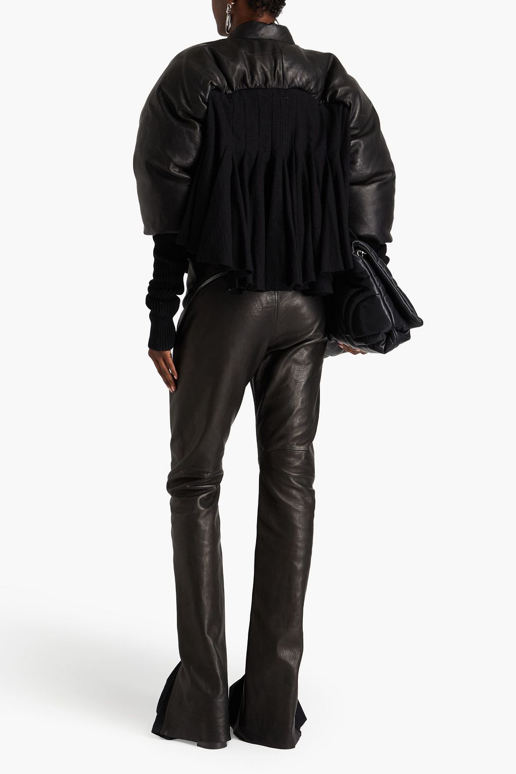 RICK OWENS جاكيت مبطّن من الصوف والجلد
