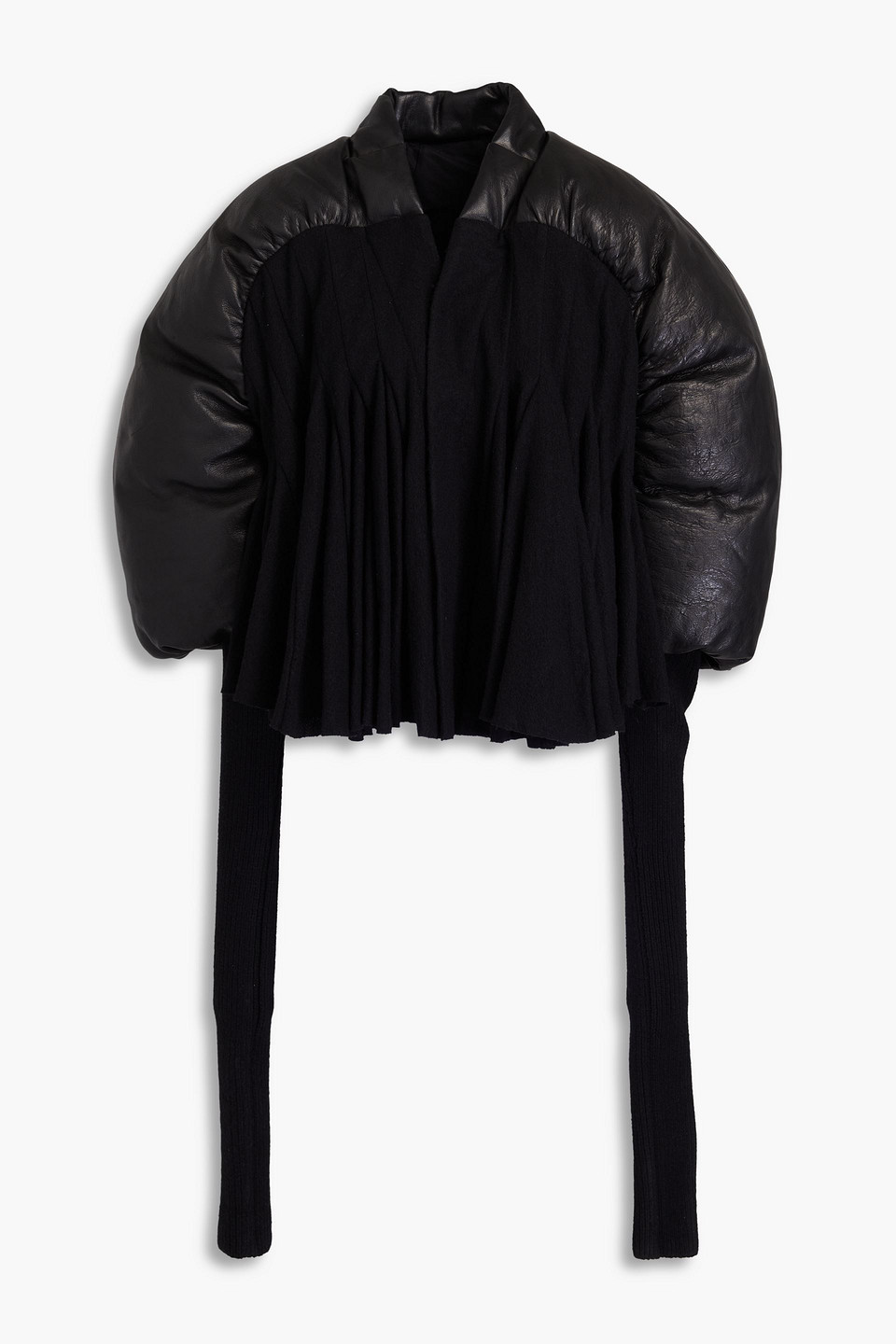 Quilted leather and wool jacket