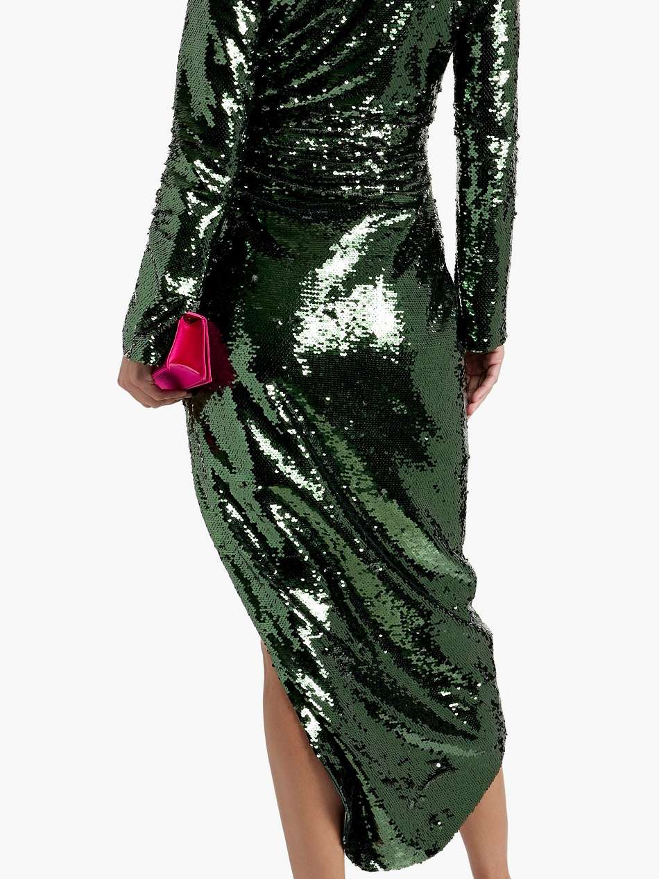 emersyn ruched sequined tulle midi dress