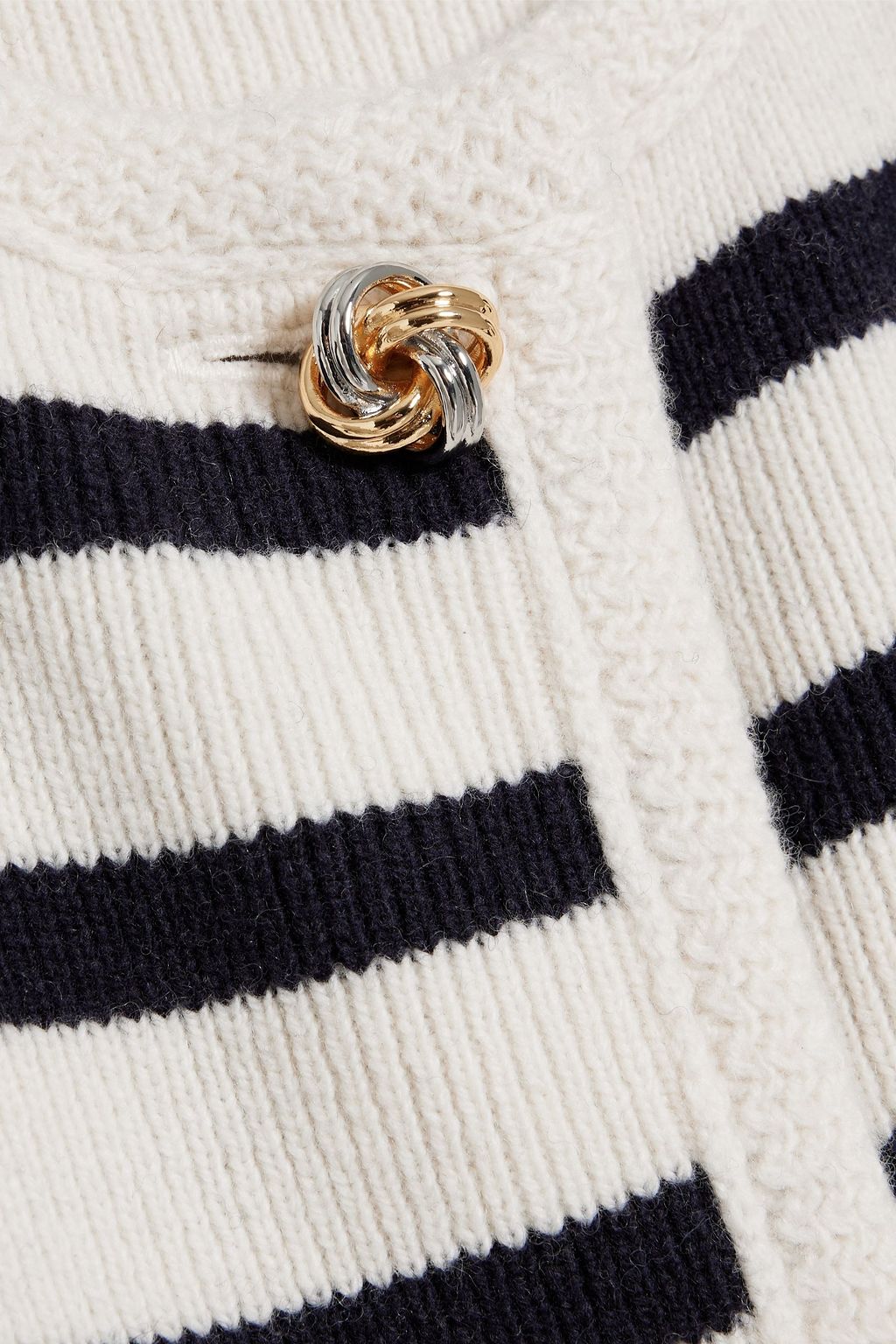 DEREK LAM 10 CROSBY Striped ribbed wool-blend cardigan