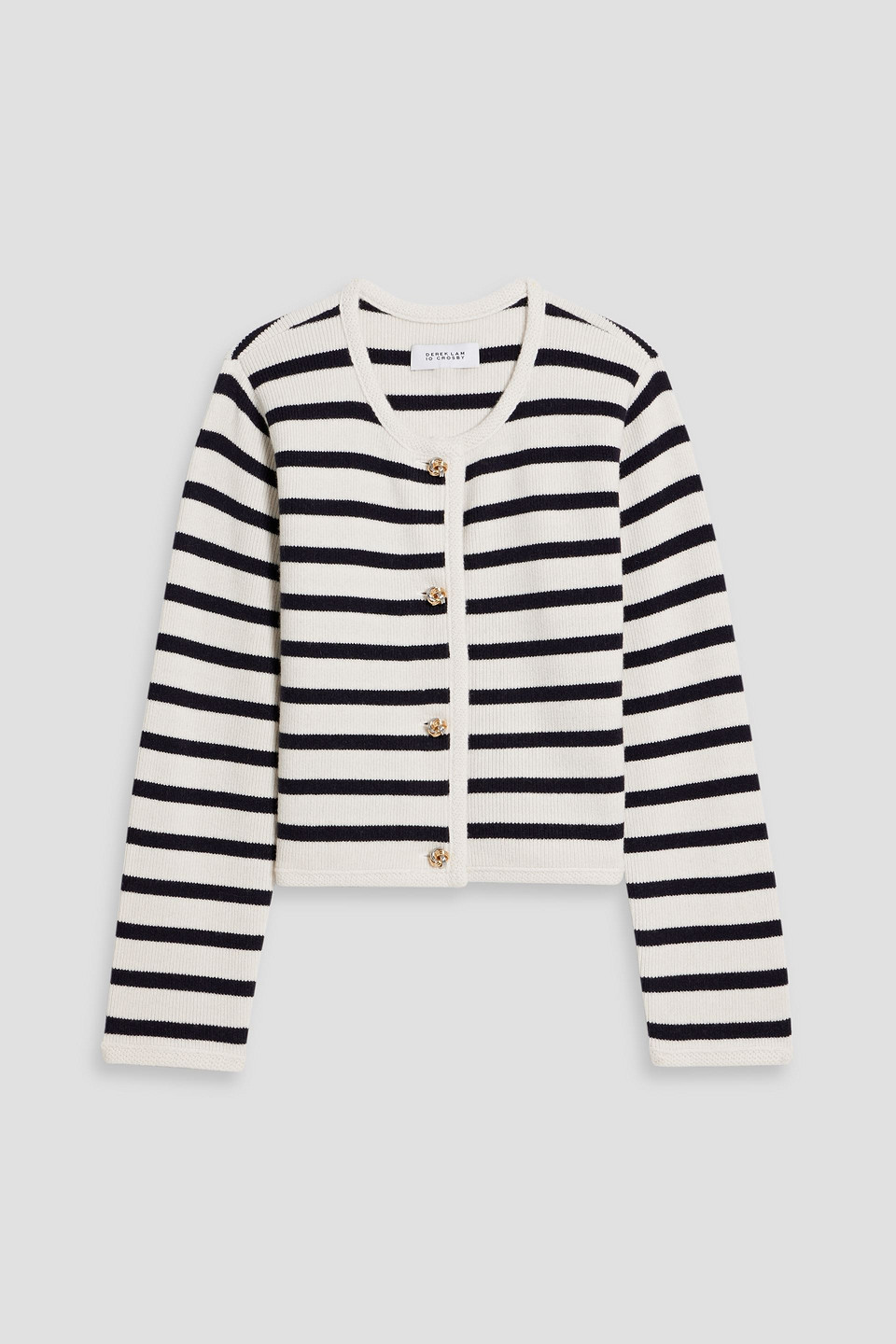 Derek Lam 10 Crosby Striped Ribbed Wool-blend Cardigan In Ivory