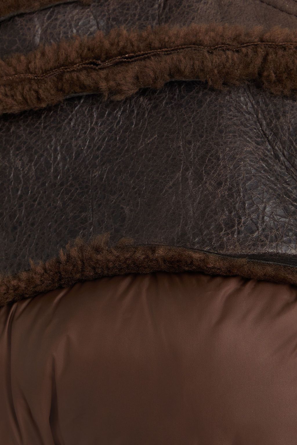 RICK OWENS Cropped shearling and shell jacket