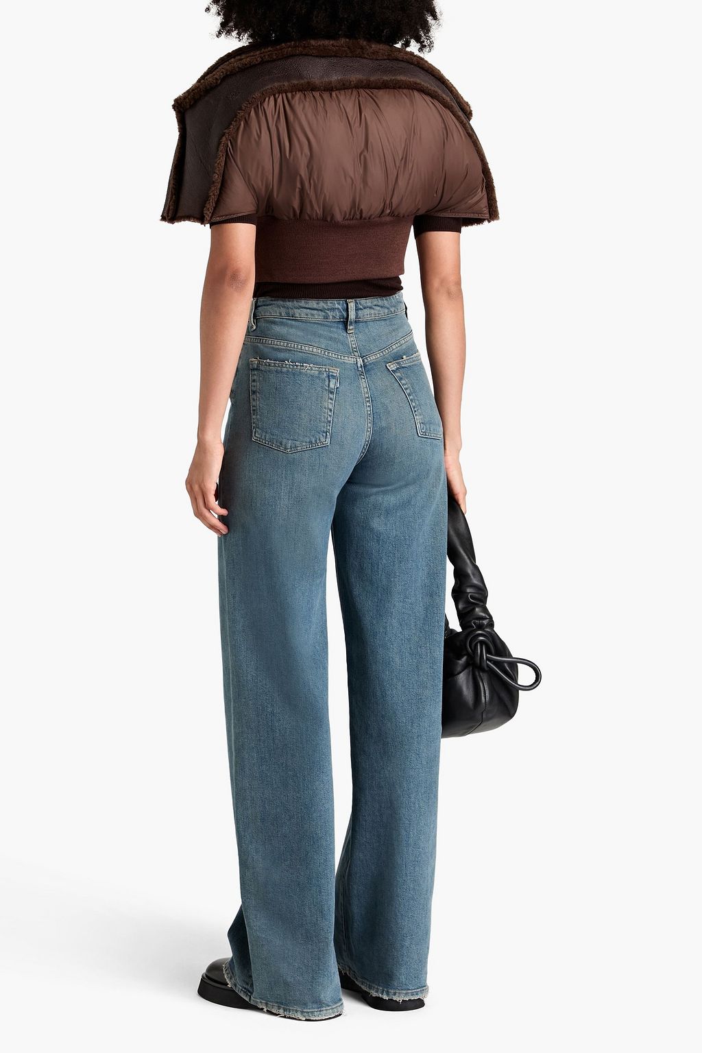 RICK OWENS Cropped shearling and shell jacket