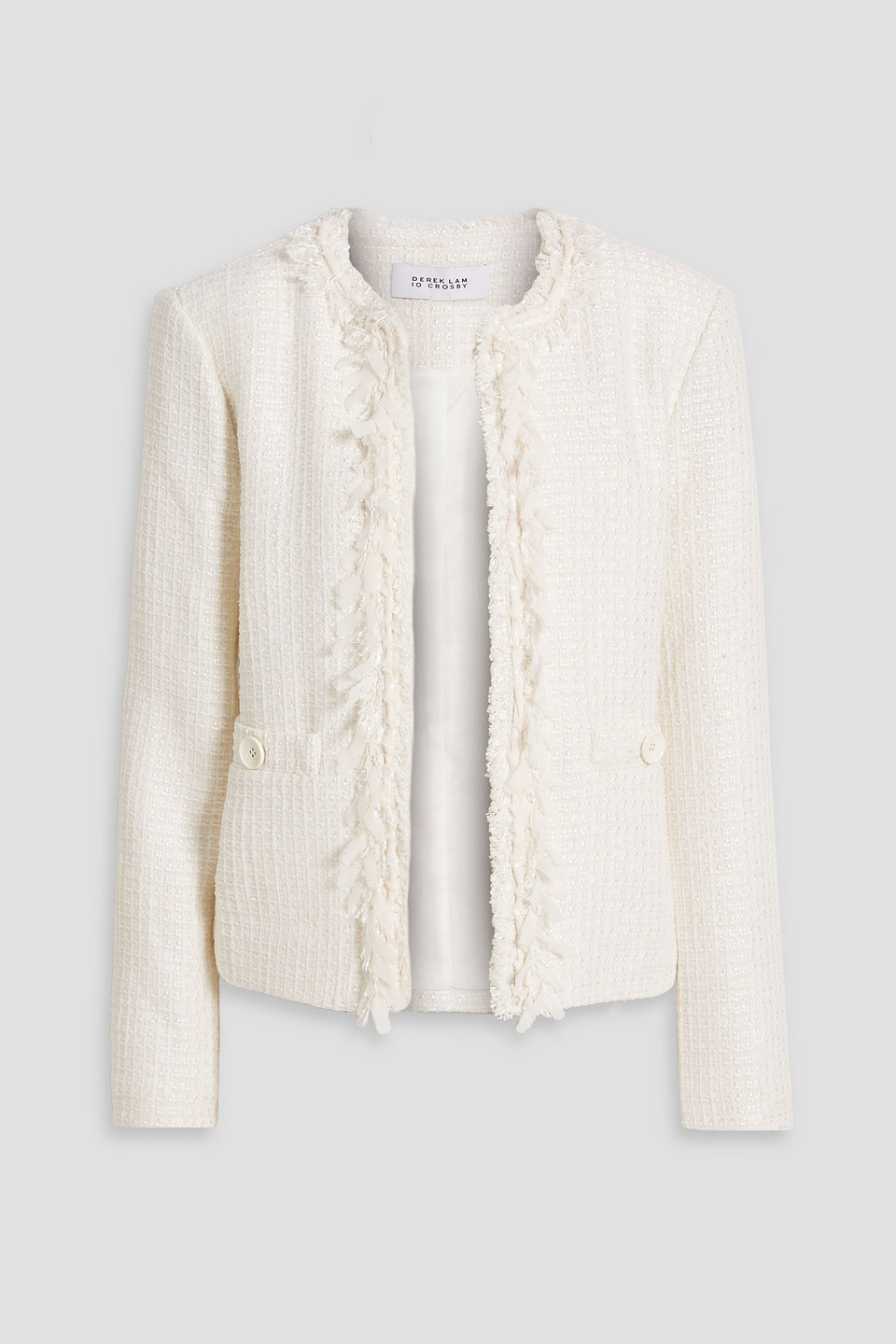 Derek Lam 10 Crosby Frayed Tweed Jacket In Ecru