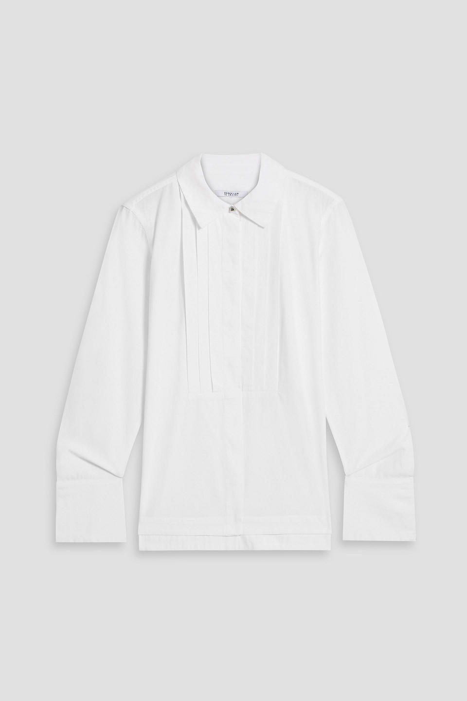 Derek Lam 10 Crosby Pintucked Cotton-blend Oxford Shirt In White