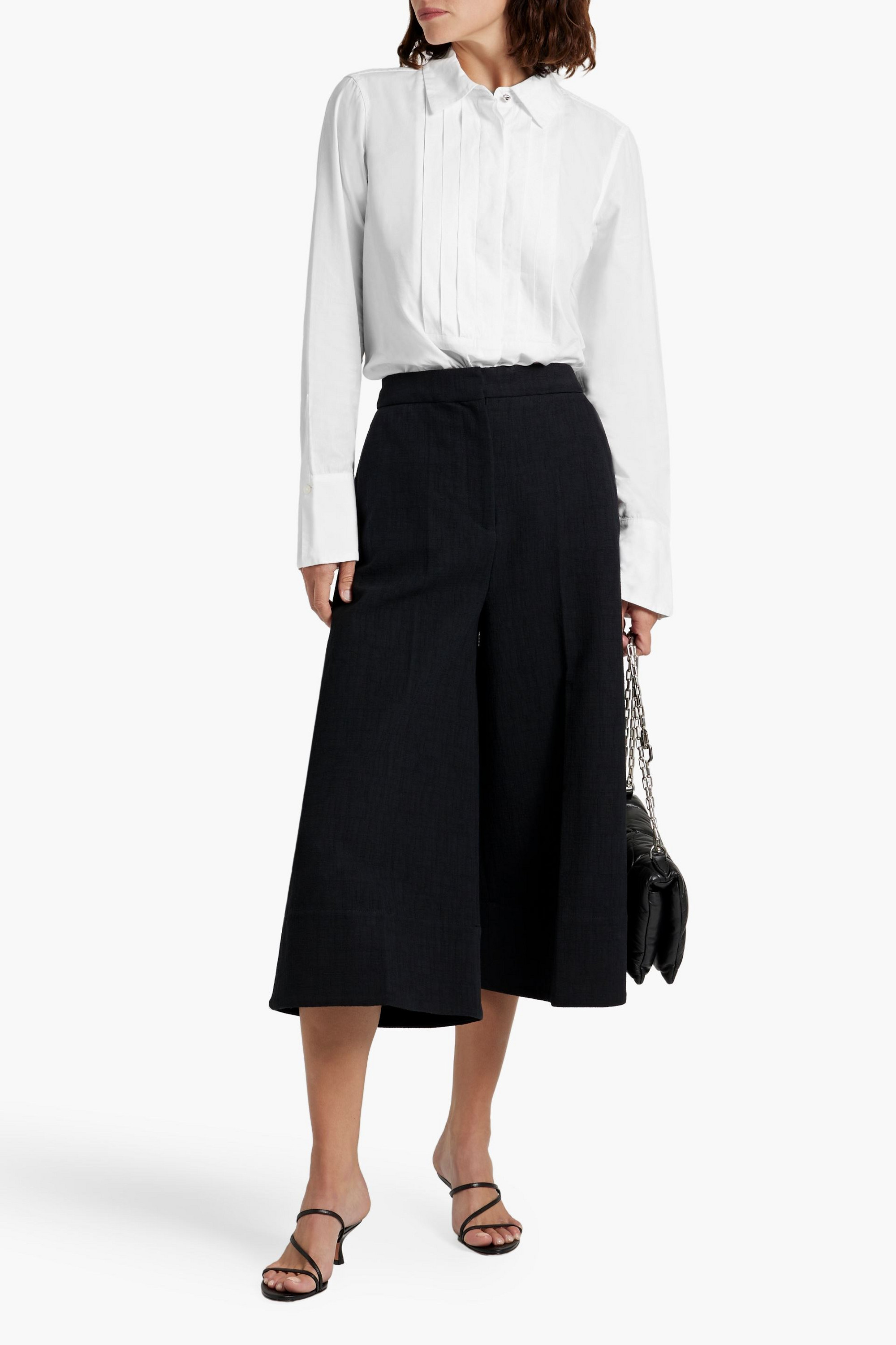 DEREK LAM 10 CROSBY Pintucked cotton-blend Oxford shirt