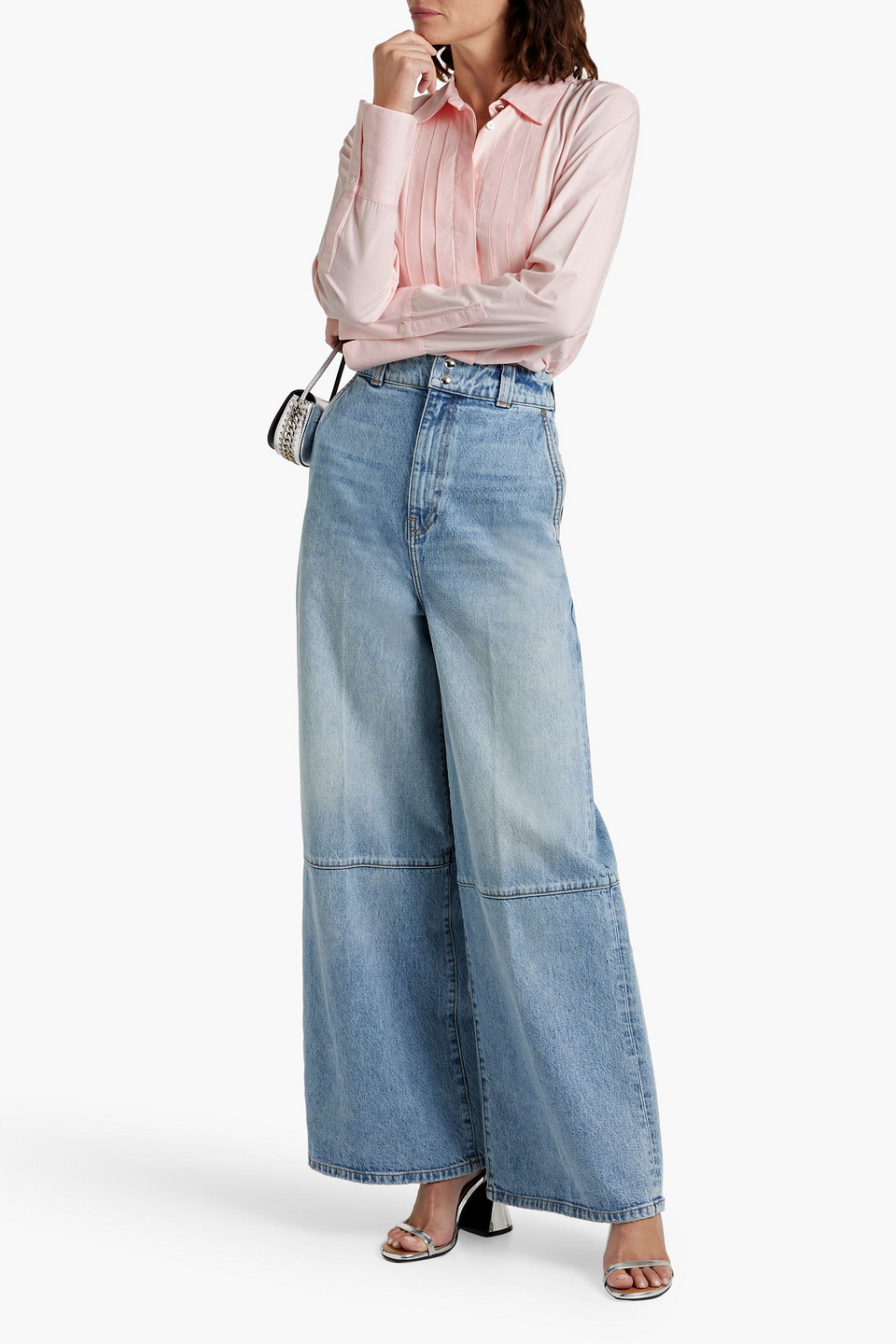 Derek Lam 10 Crosby Pintucked Cotton-blend Oxford Shirt In Pastel Pink
