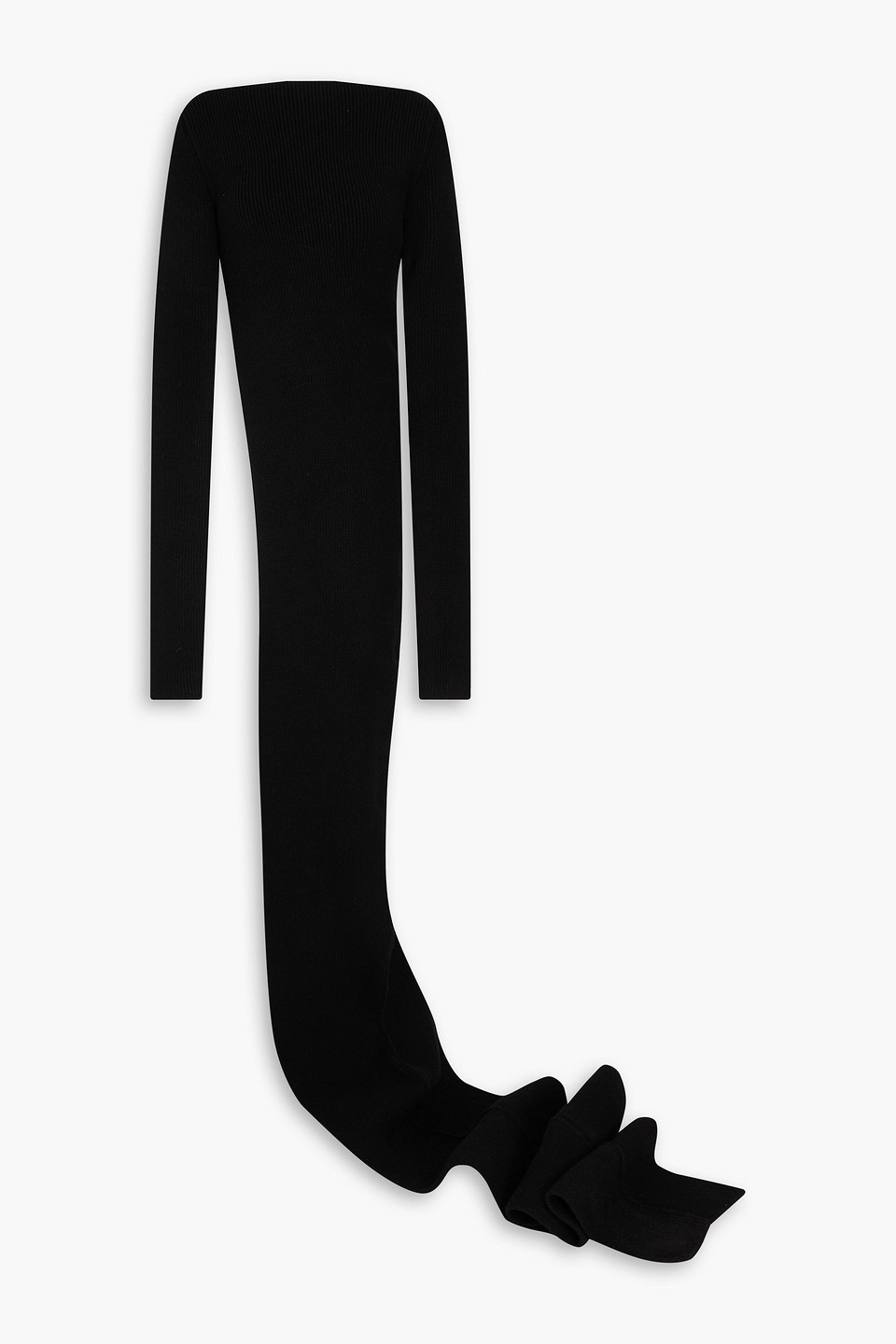 Rick Owens Asymmetric Ribbed Cashmere-blend Sweater In Black
