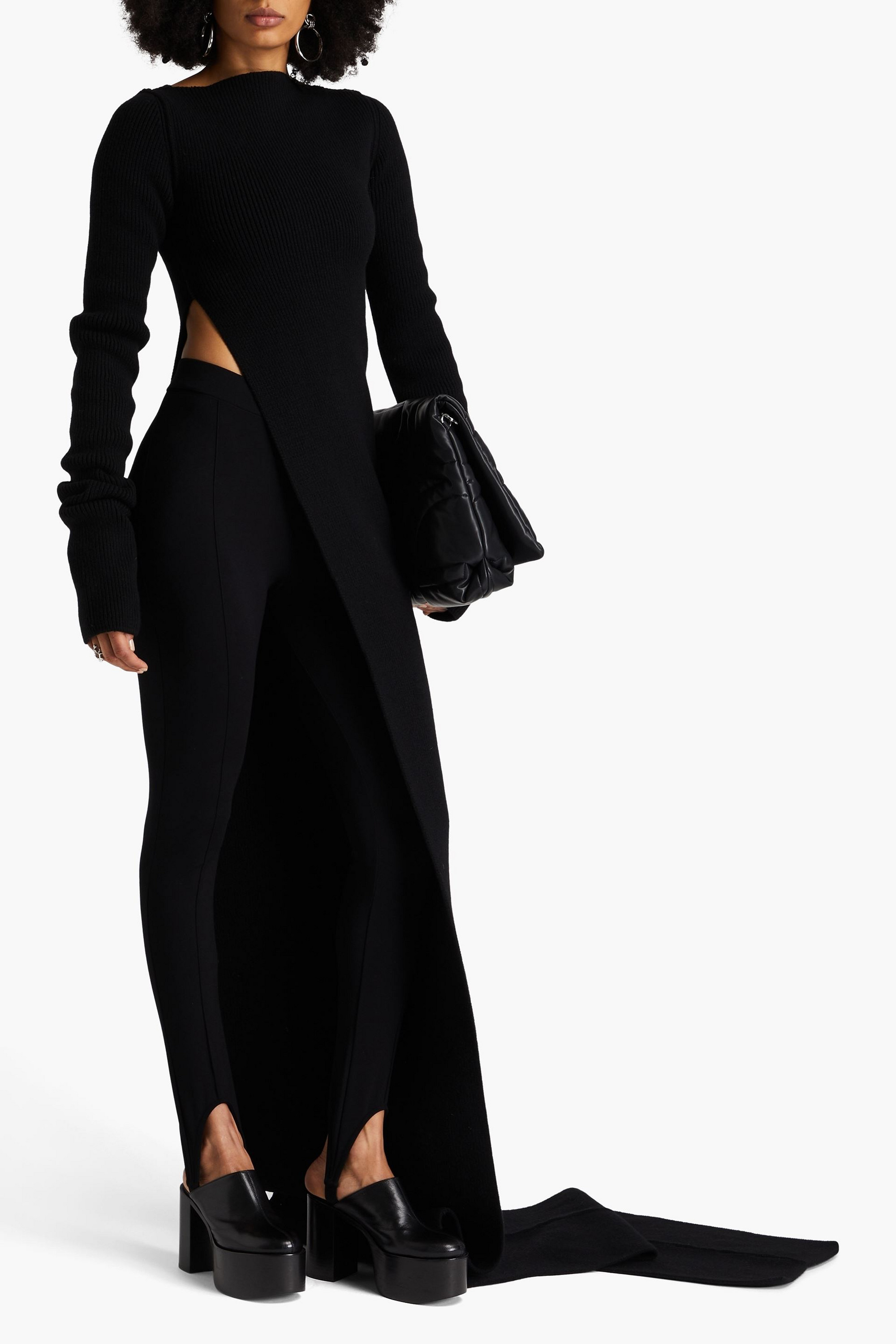 Rick Owens Asymmetric ribbed cashmere-blend sweater