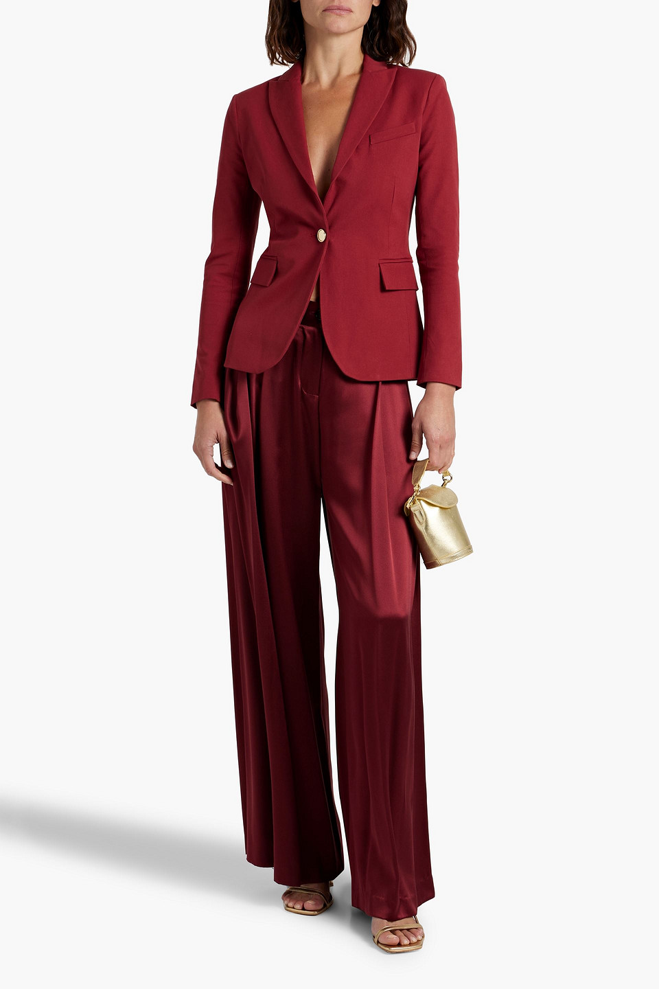 Derek Lam 10 Crosby Allir Cotton-blend Twill Blazer In Claret