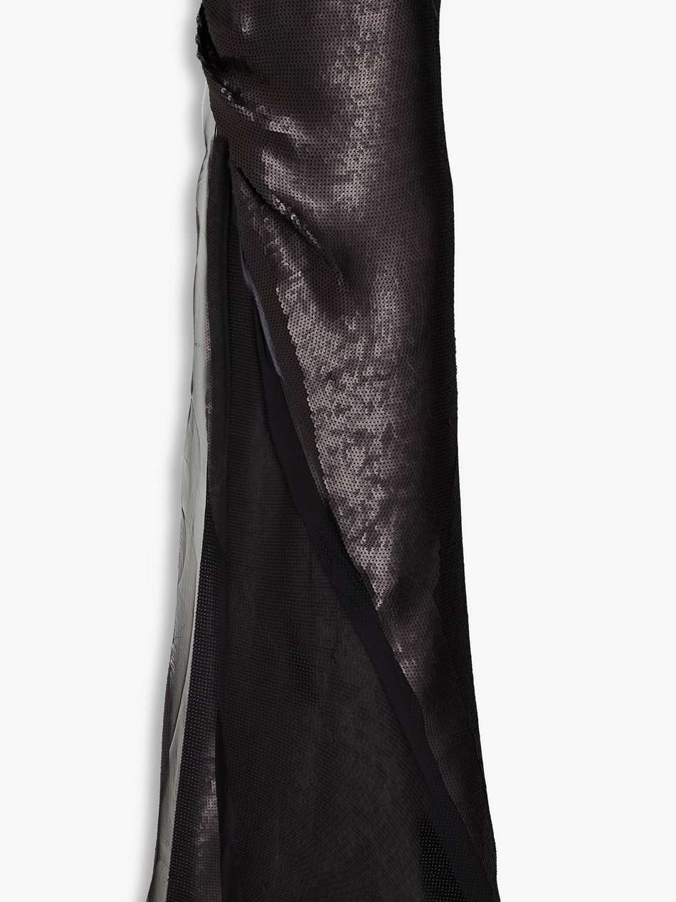 strapless asymmetric sequined chiffon top