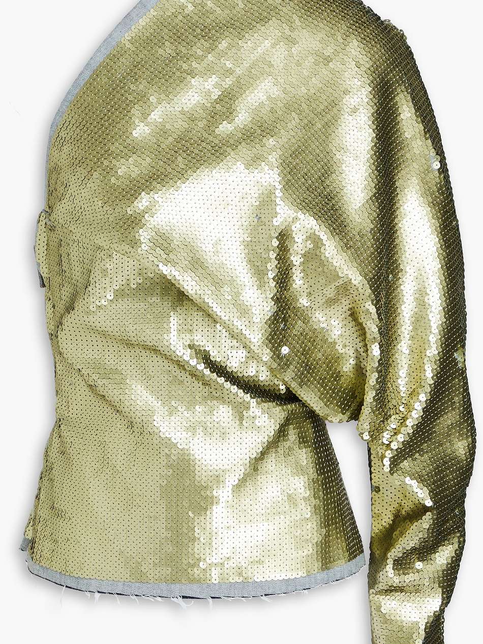 luxor one-sleeve sequined denim top