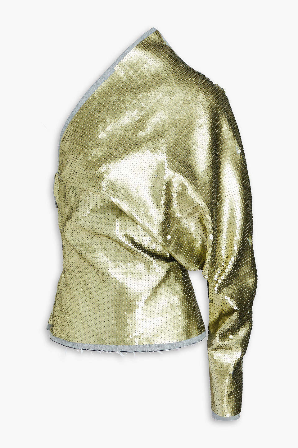 Rick Owens Sequined Denim One Shoulder Top In Multi,green