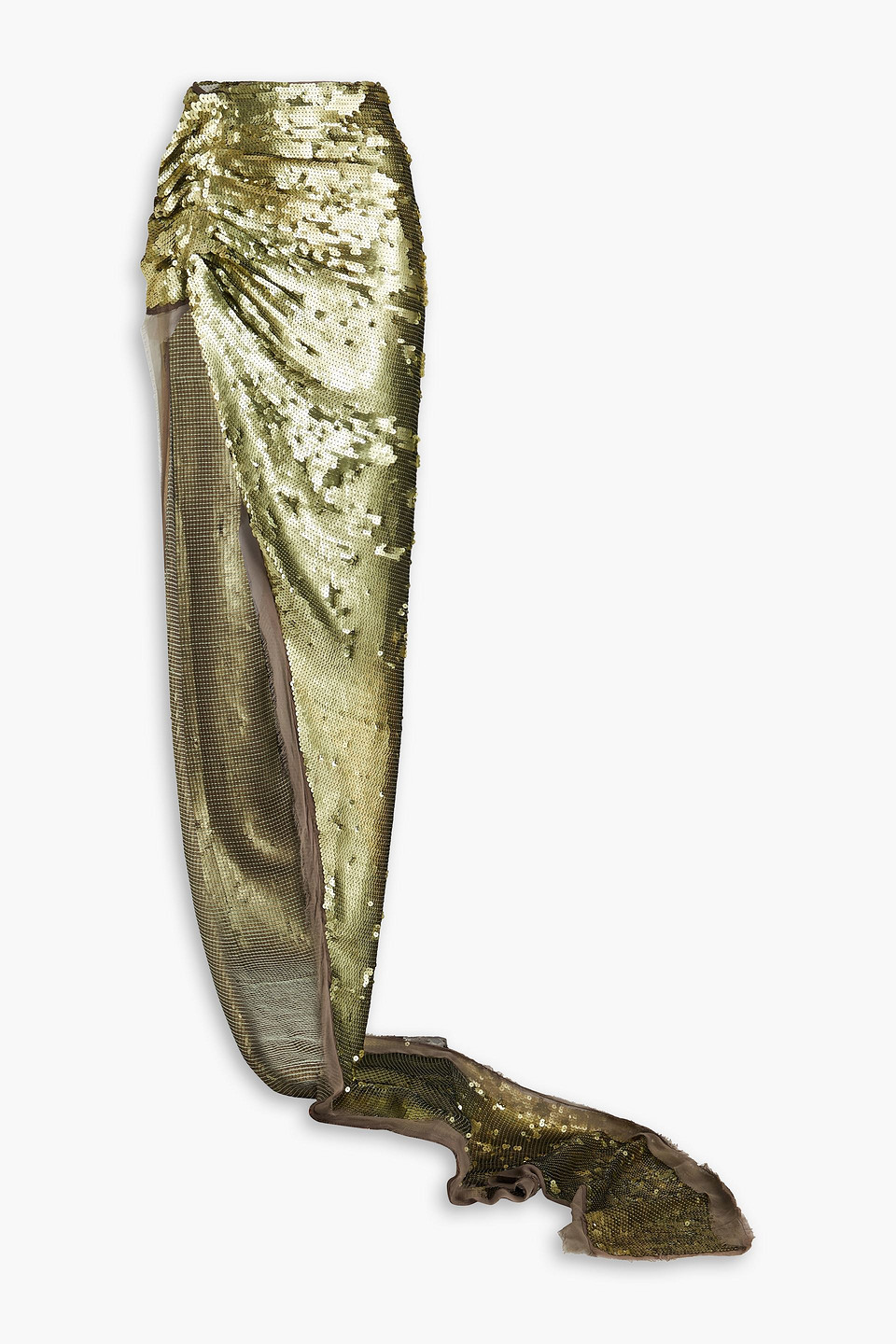 Rick Owens - Ruched sequined tulle maxi skirt - Green - IT 40