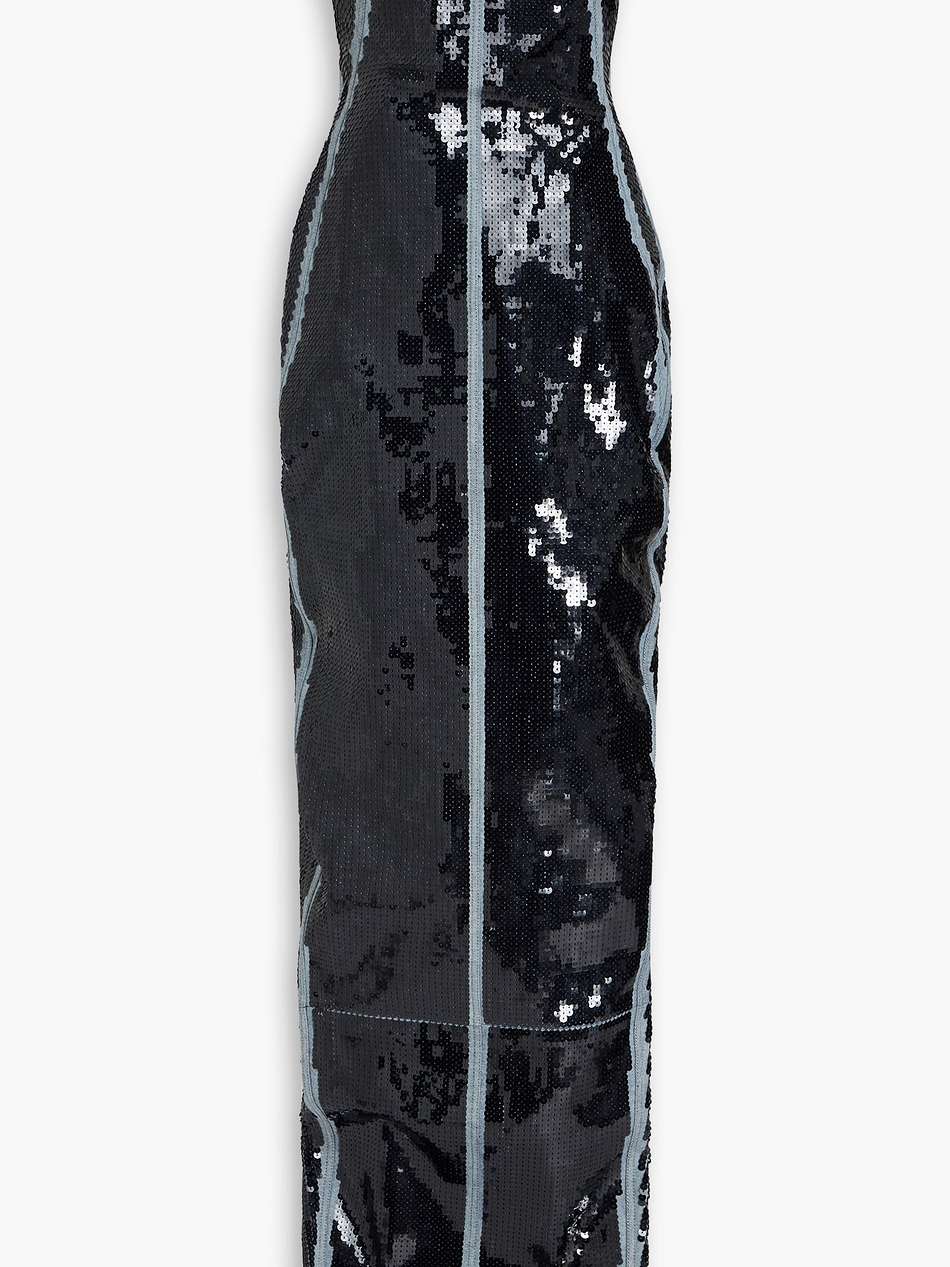 sequin-embellished denim gown