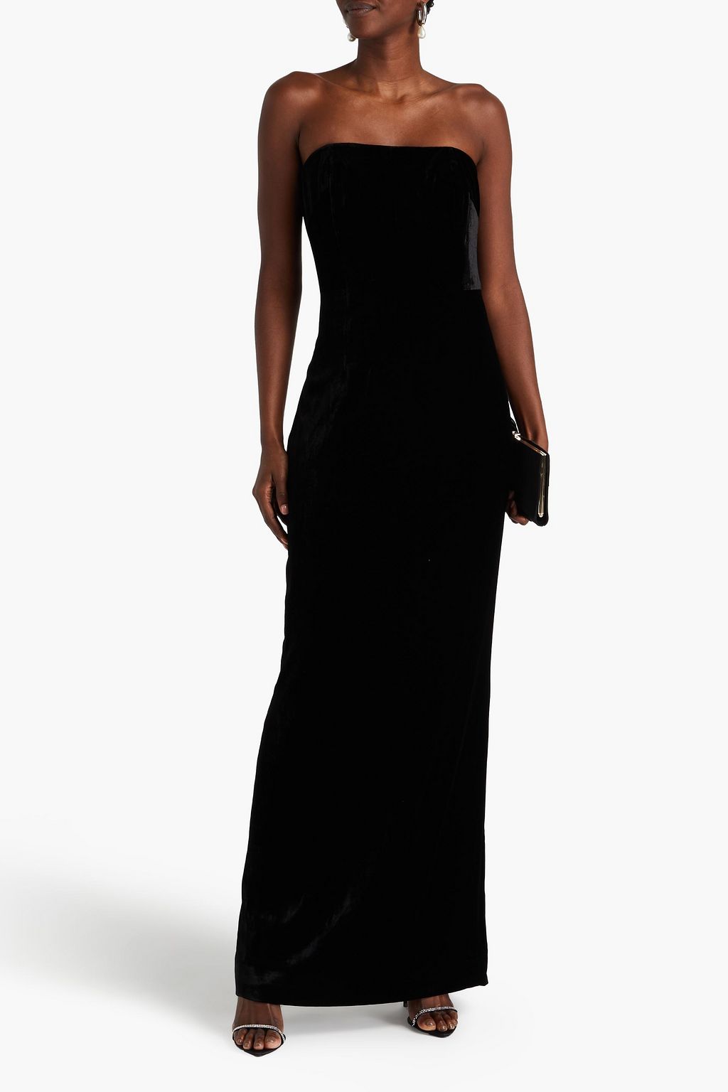 RACHEL GILBERT Azelia strapless crushed velvet gown
