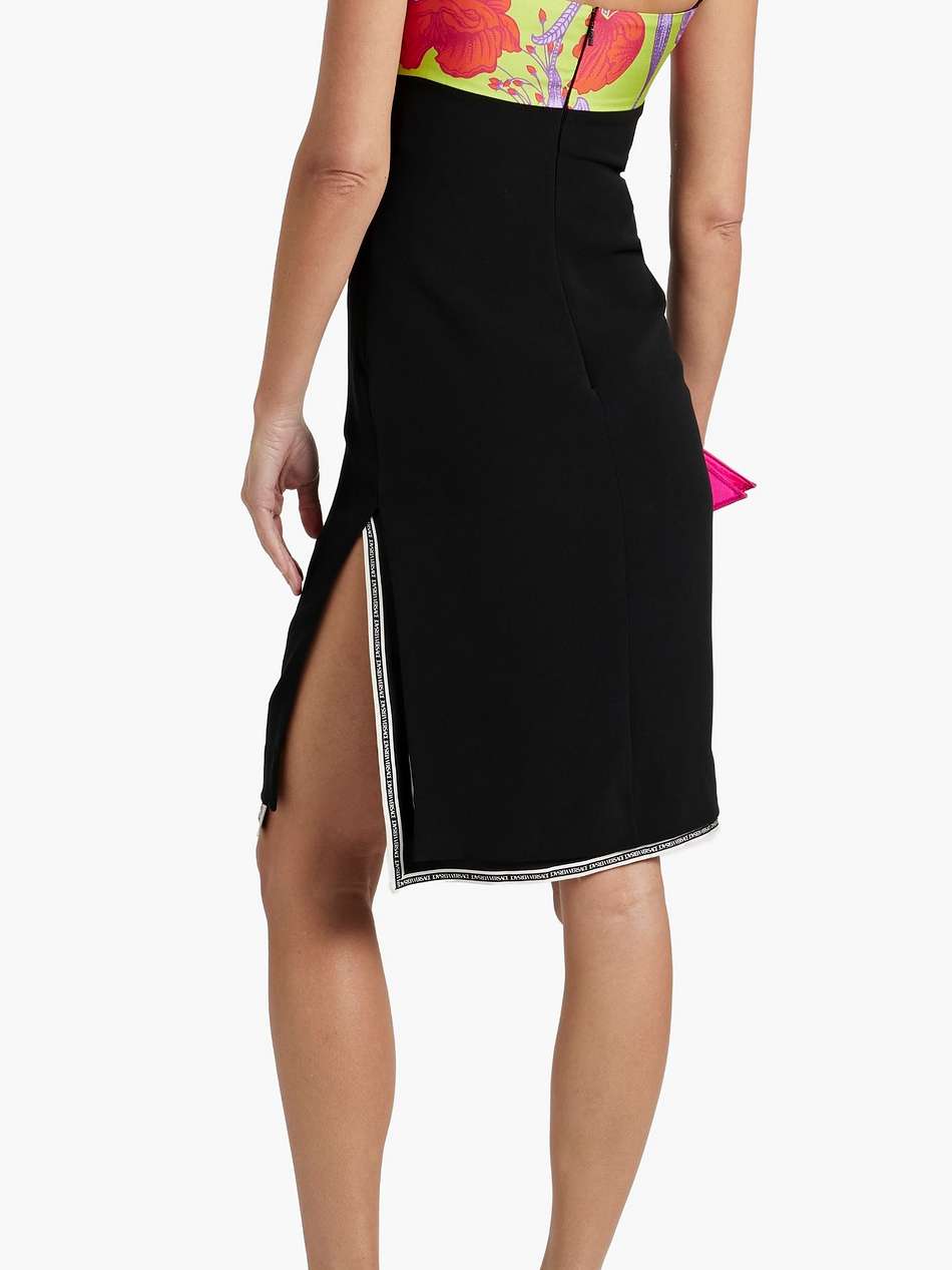 printed twill-paneled silk crepe de chine mini dress