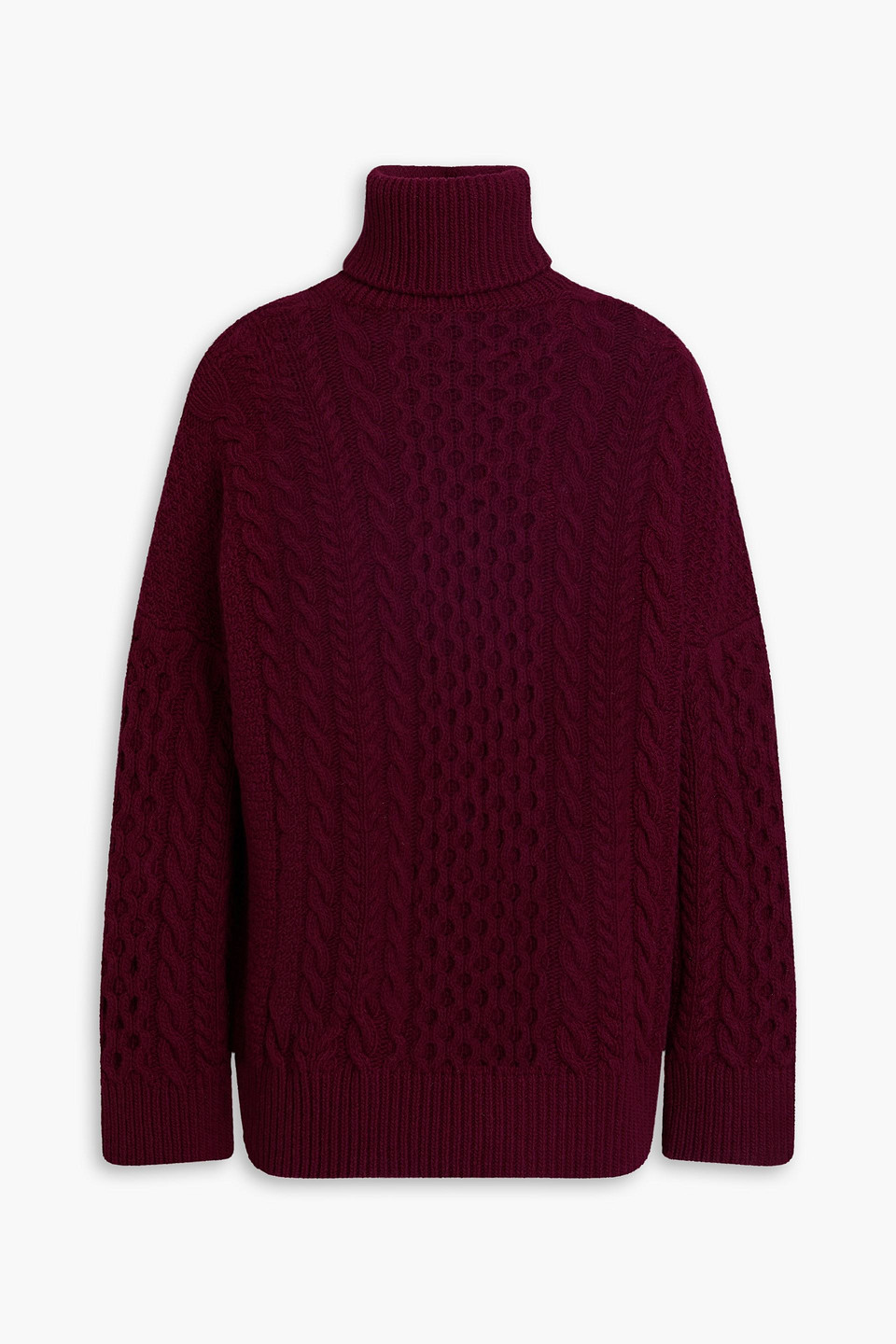 And-daughter Annis Cable-knit Wool Turtleneck Sweater In Plum