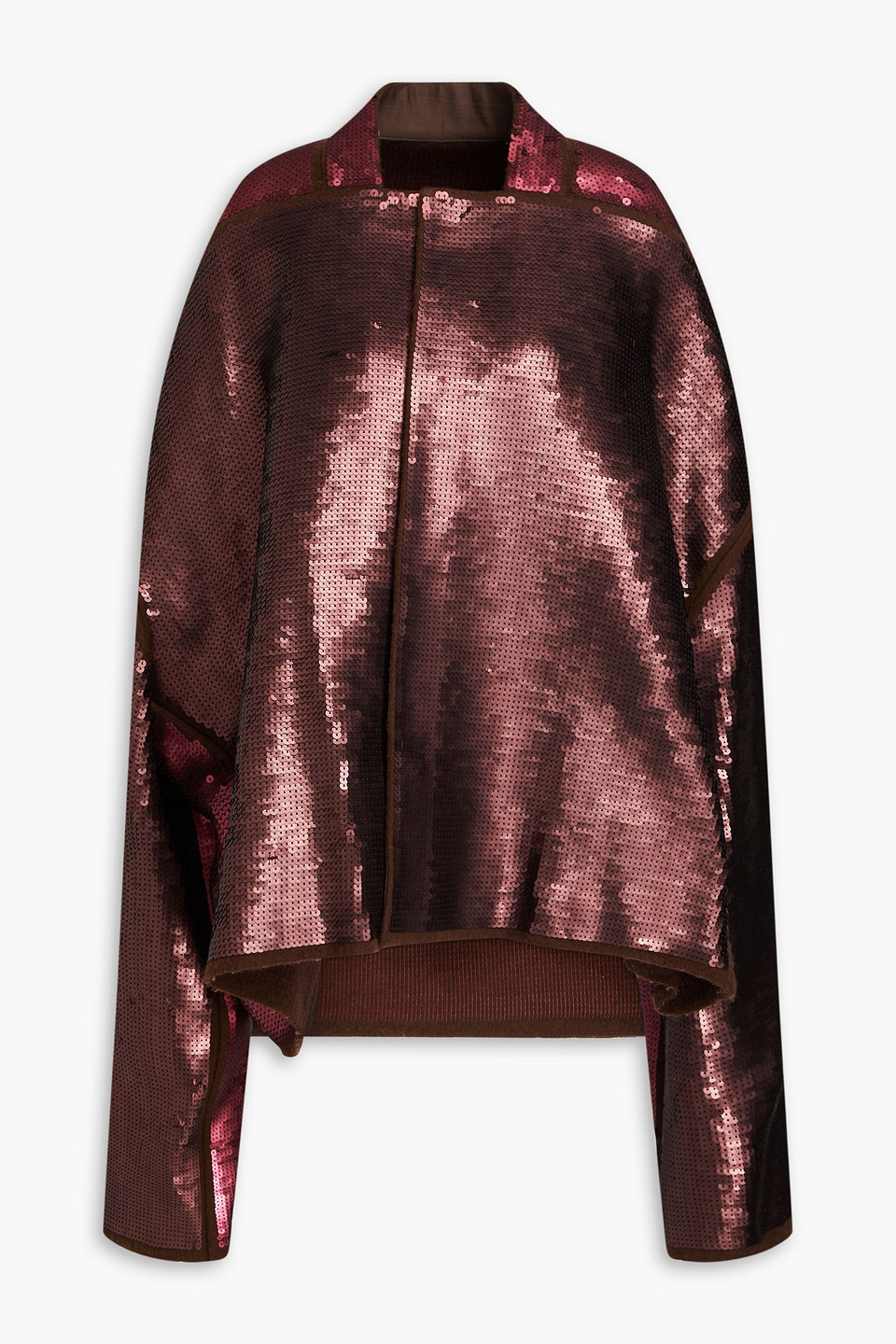 Rick Owens All-over Sequined Wool Coat In Burgundy