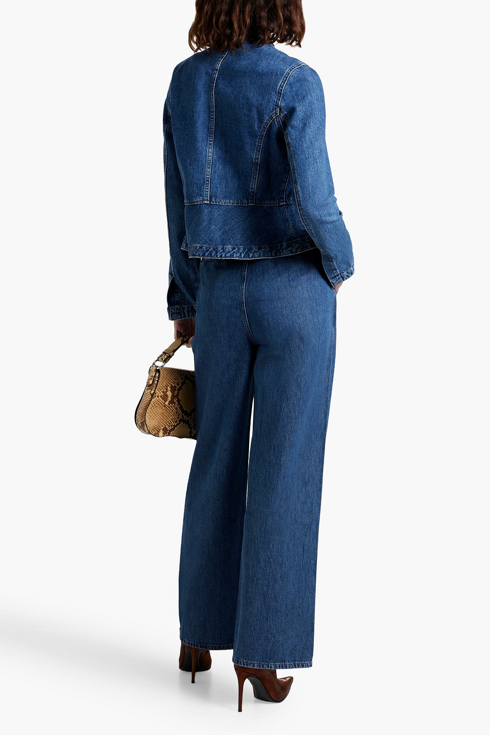 Derek Lam 10 Crosby Adeline Peplum Denim Jacket In Mid Denim