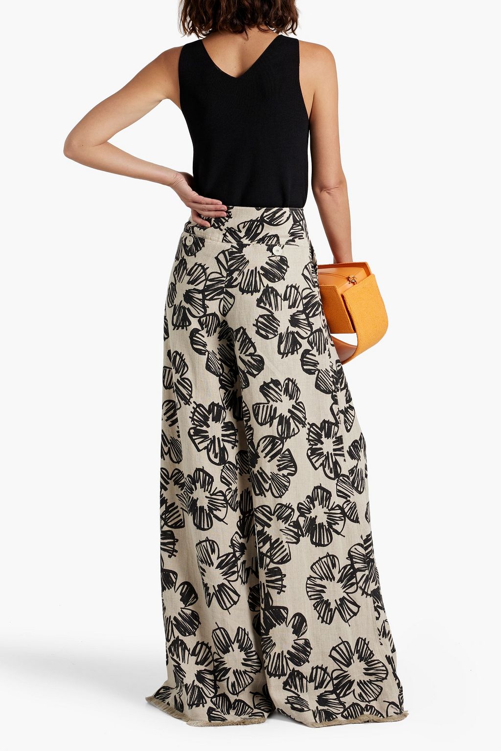 MAX MARA Floral-print linen wide-leg pants