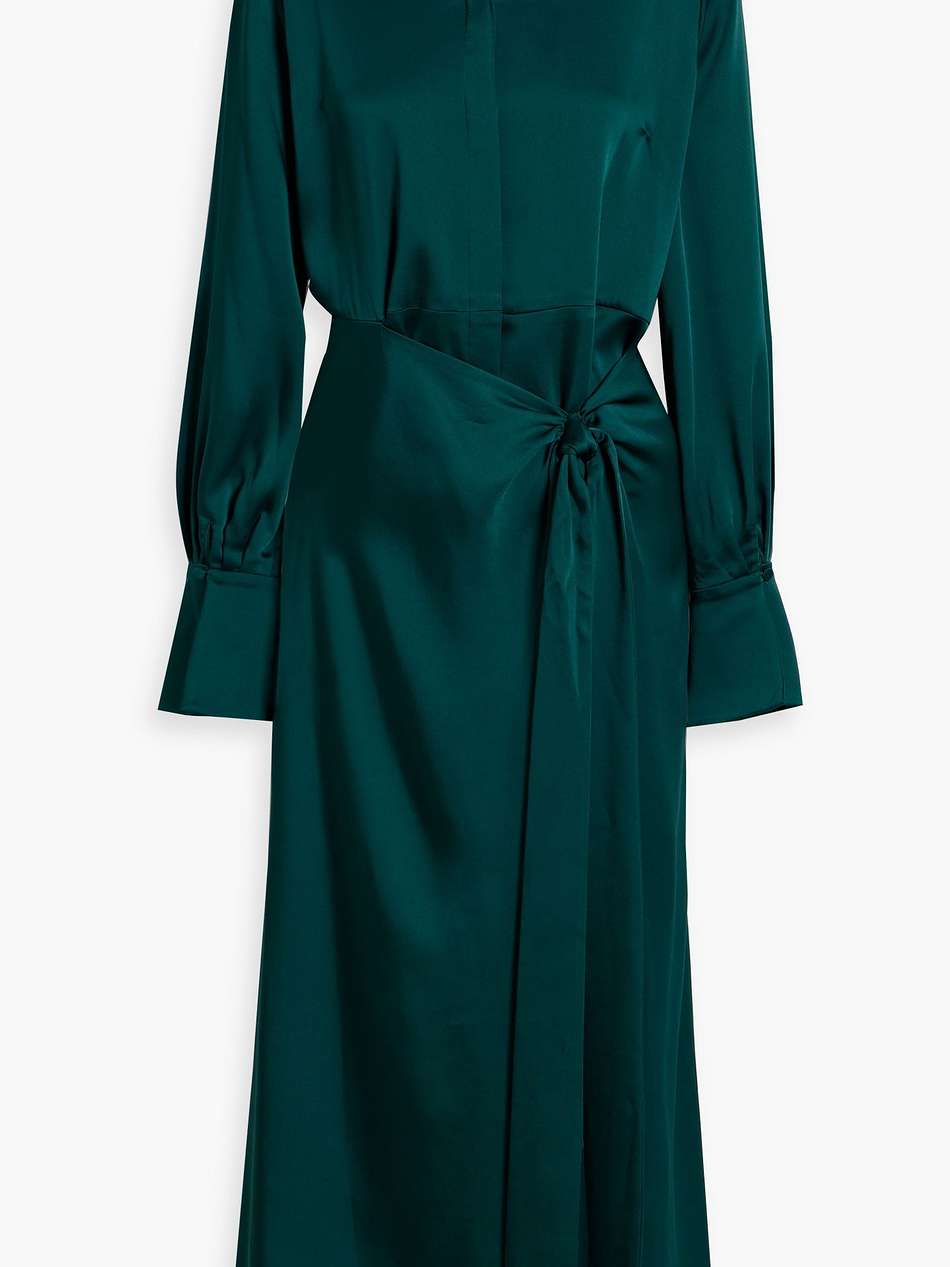 samba wrap-effect satin-crepe midi shirt dress