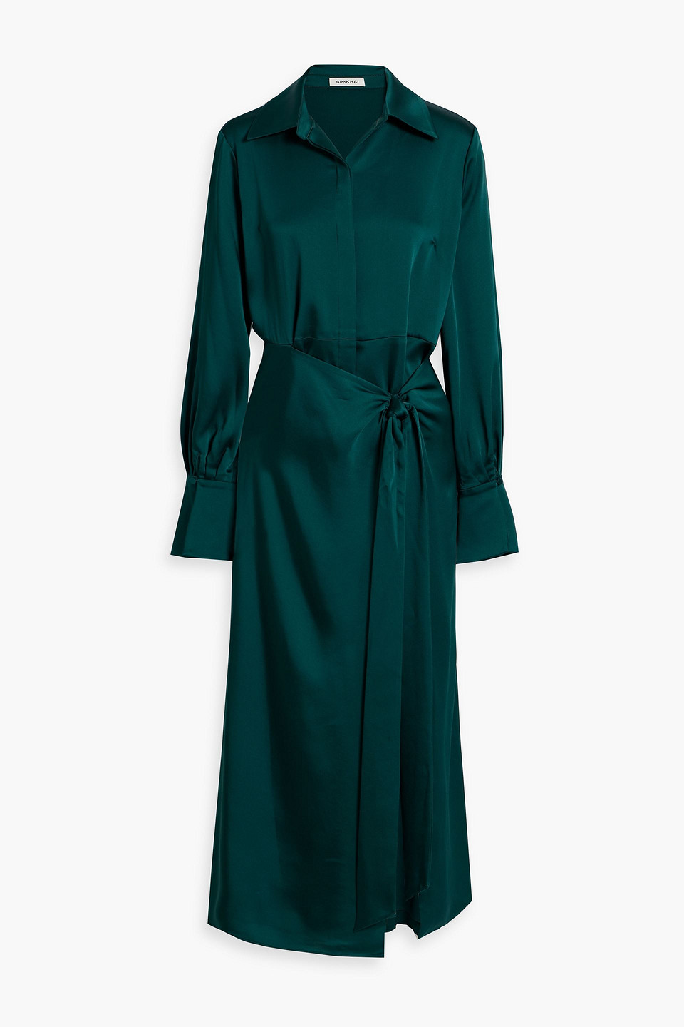 Samba wrap-effect satin-crepe midi shirt dress