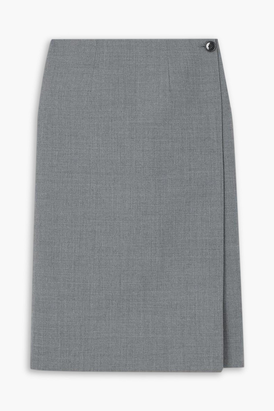 Reversible wool midi wrap skirt