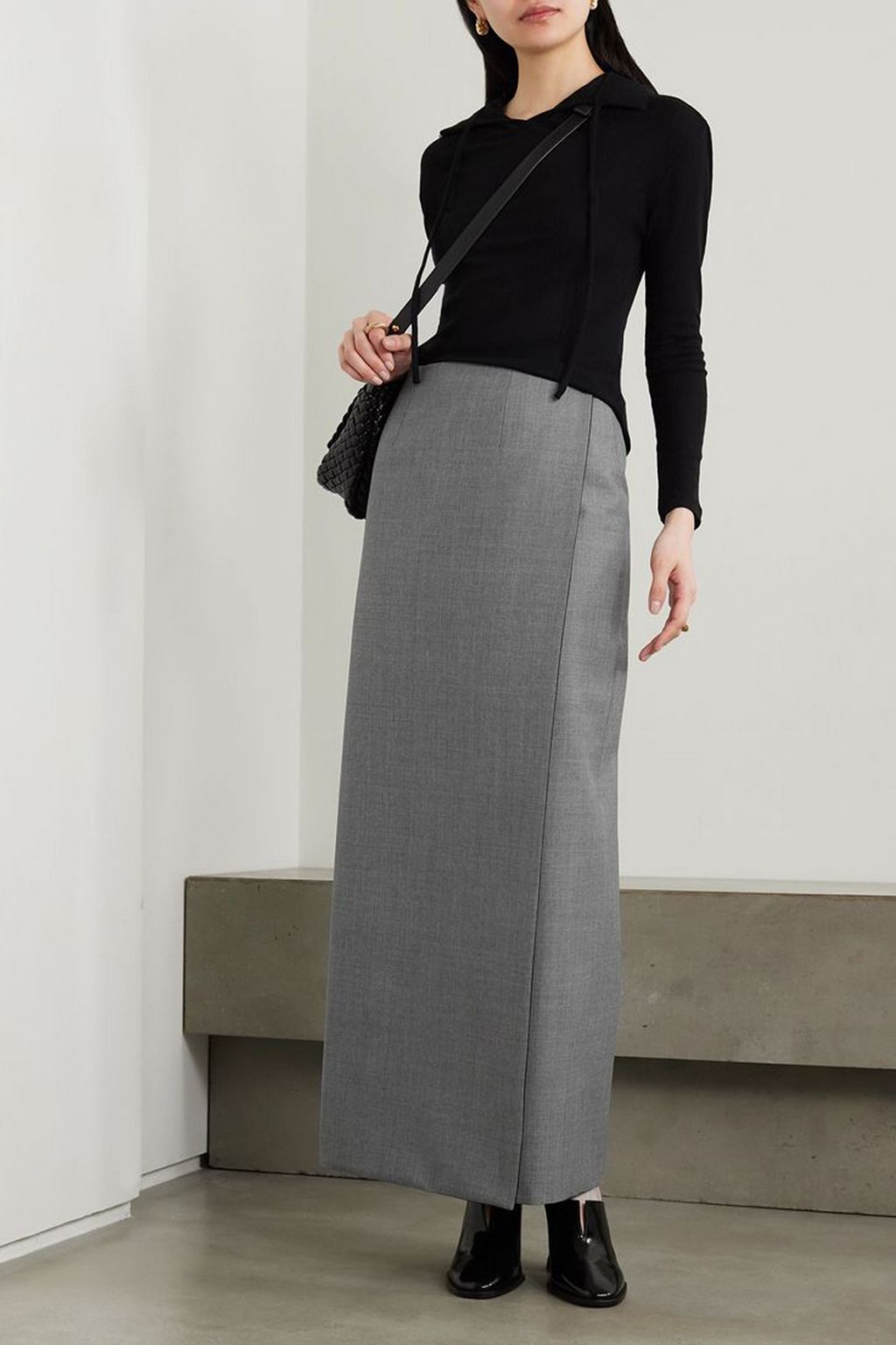 MARIE ADAM - LEENAERDT Reversible wool maxi wrap skirt