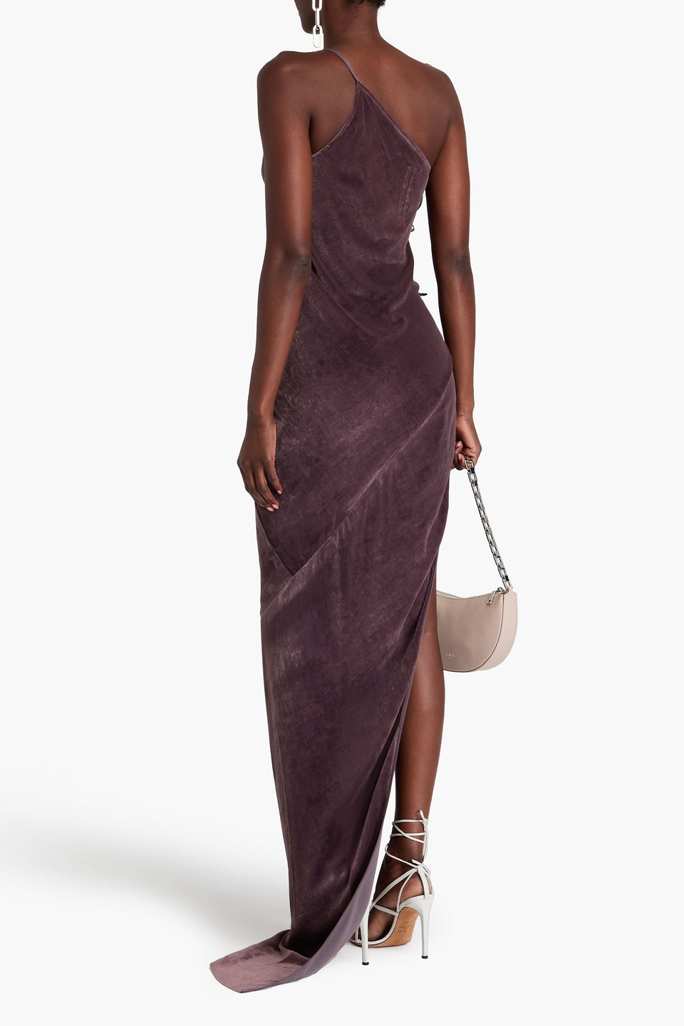  Rick Owens - Robe „taco“ Aus Samt Mit Asymmetrischer Schulterpartie Und Verzierung Und Bindedetail - Lila - It 46 