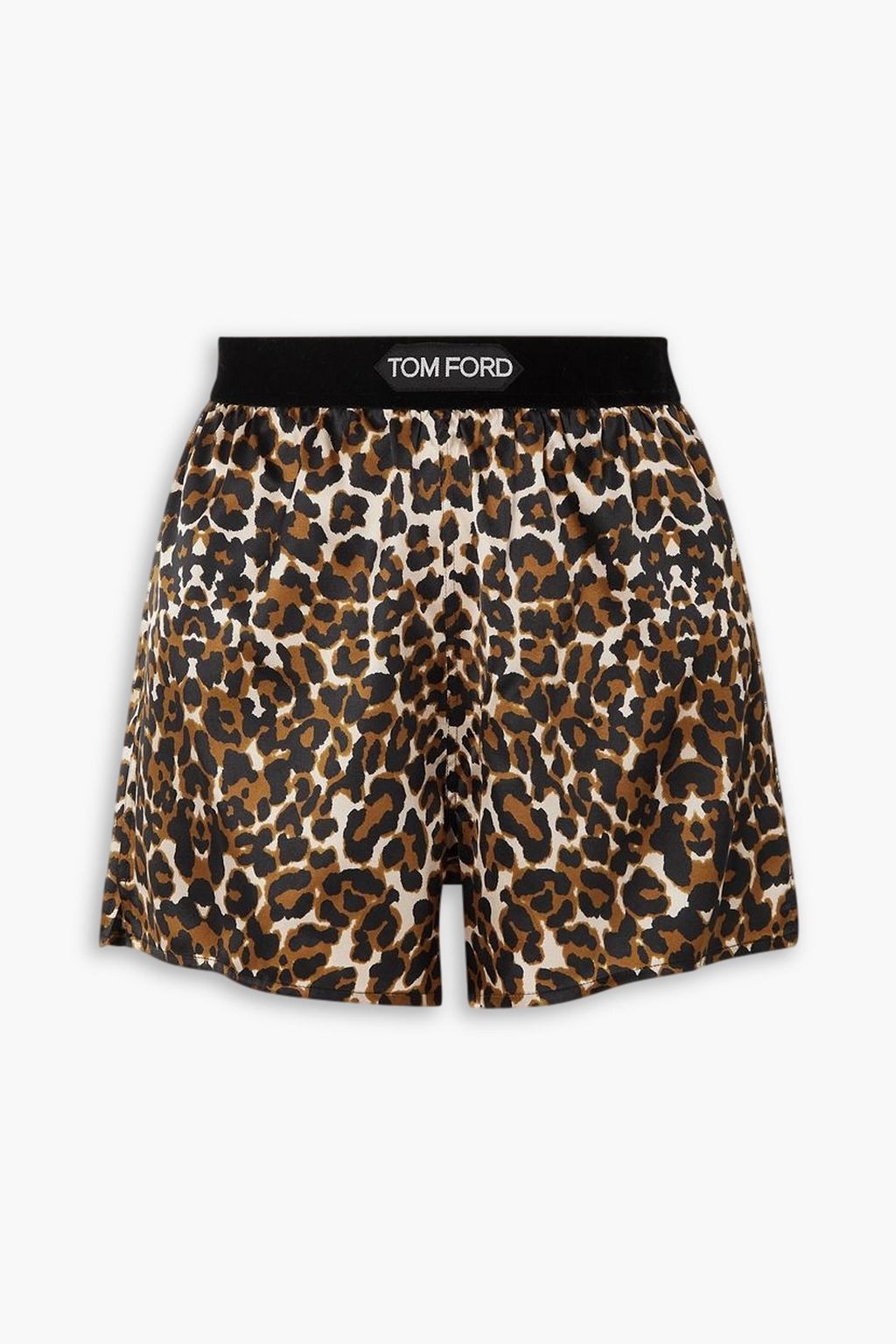 Leopard print satin shorts on sale