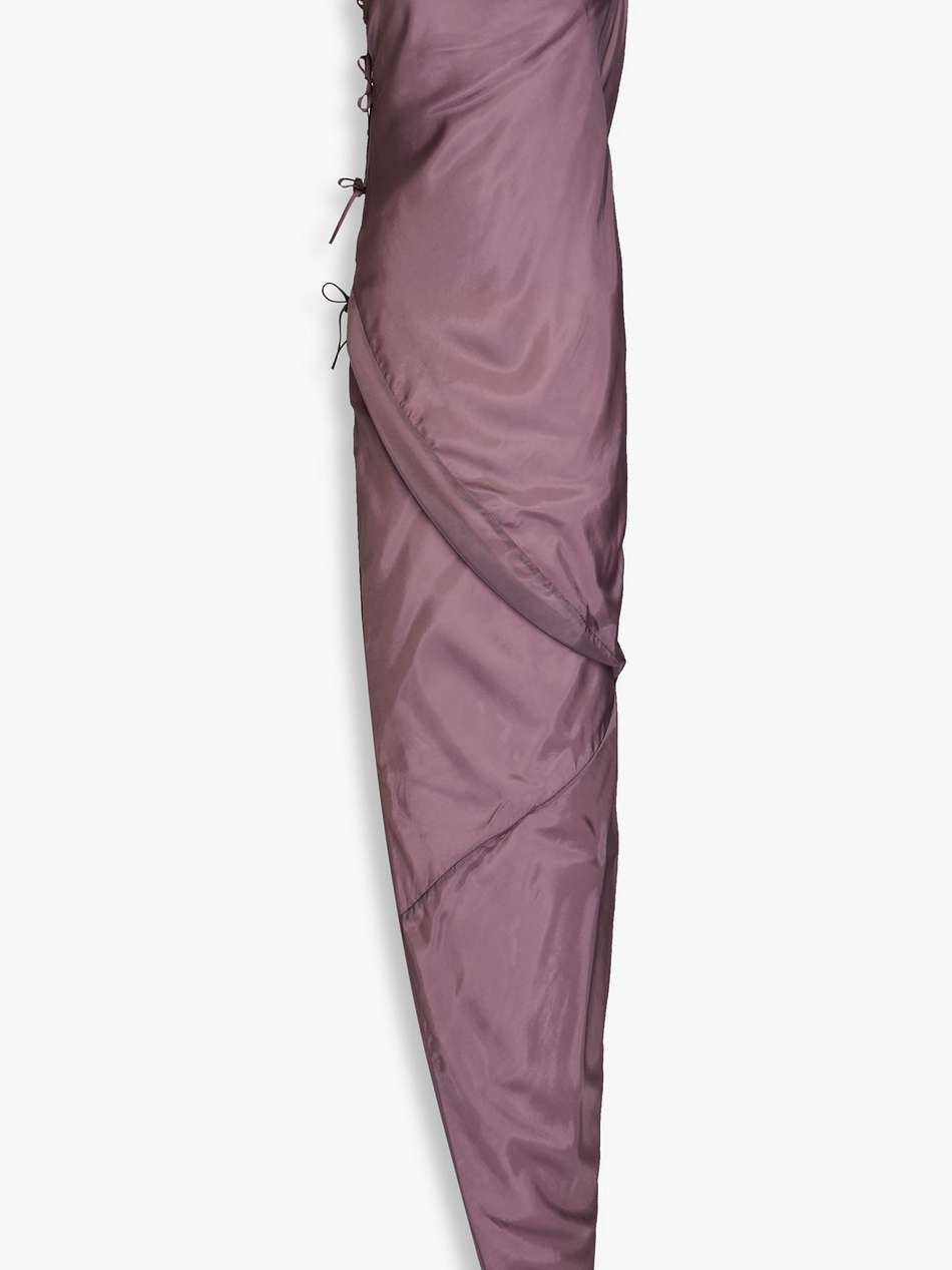 taco one-shoulder bow-detailed cupro-satin maxi dress