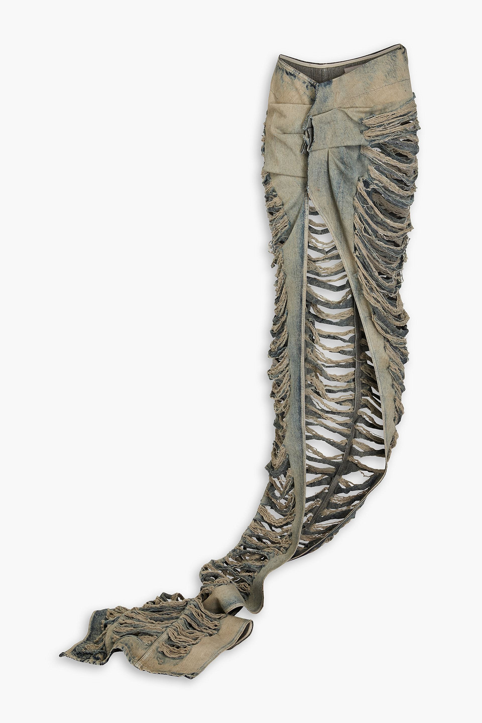 Rick Owens Edfu Sliced Denim Maxi Skirt In Light Denim