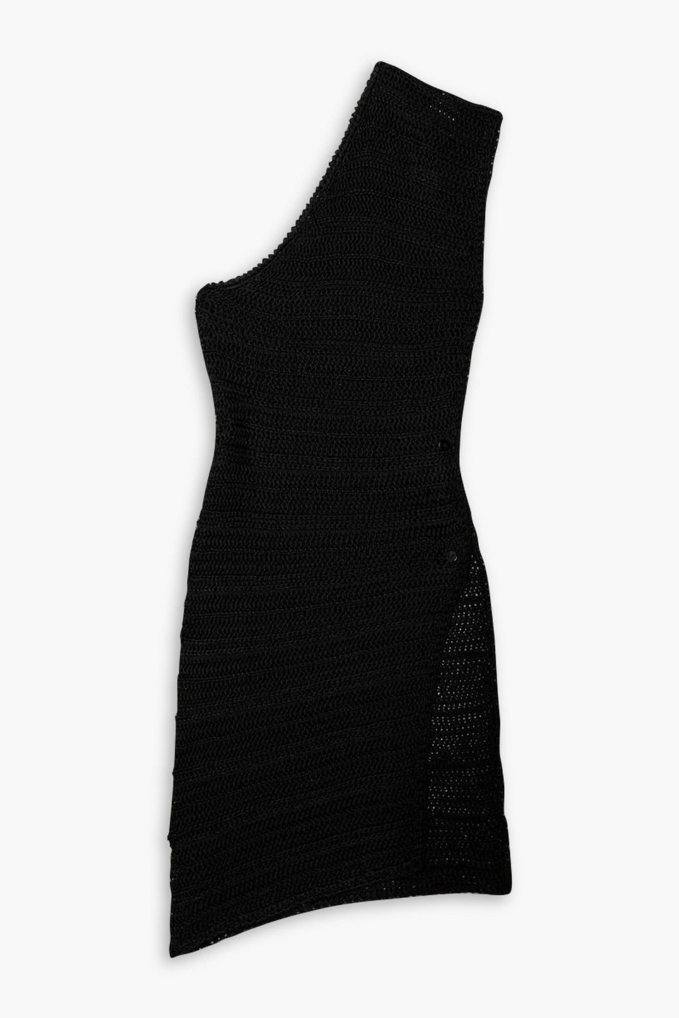 Savannah Morrow Mor Convertible One-shoulder Crocheted Top In Black