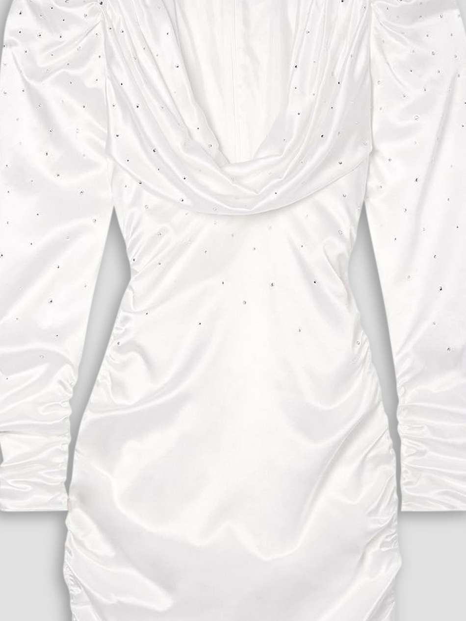 draped crystal-embellished duchesse silk-satin mini dress