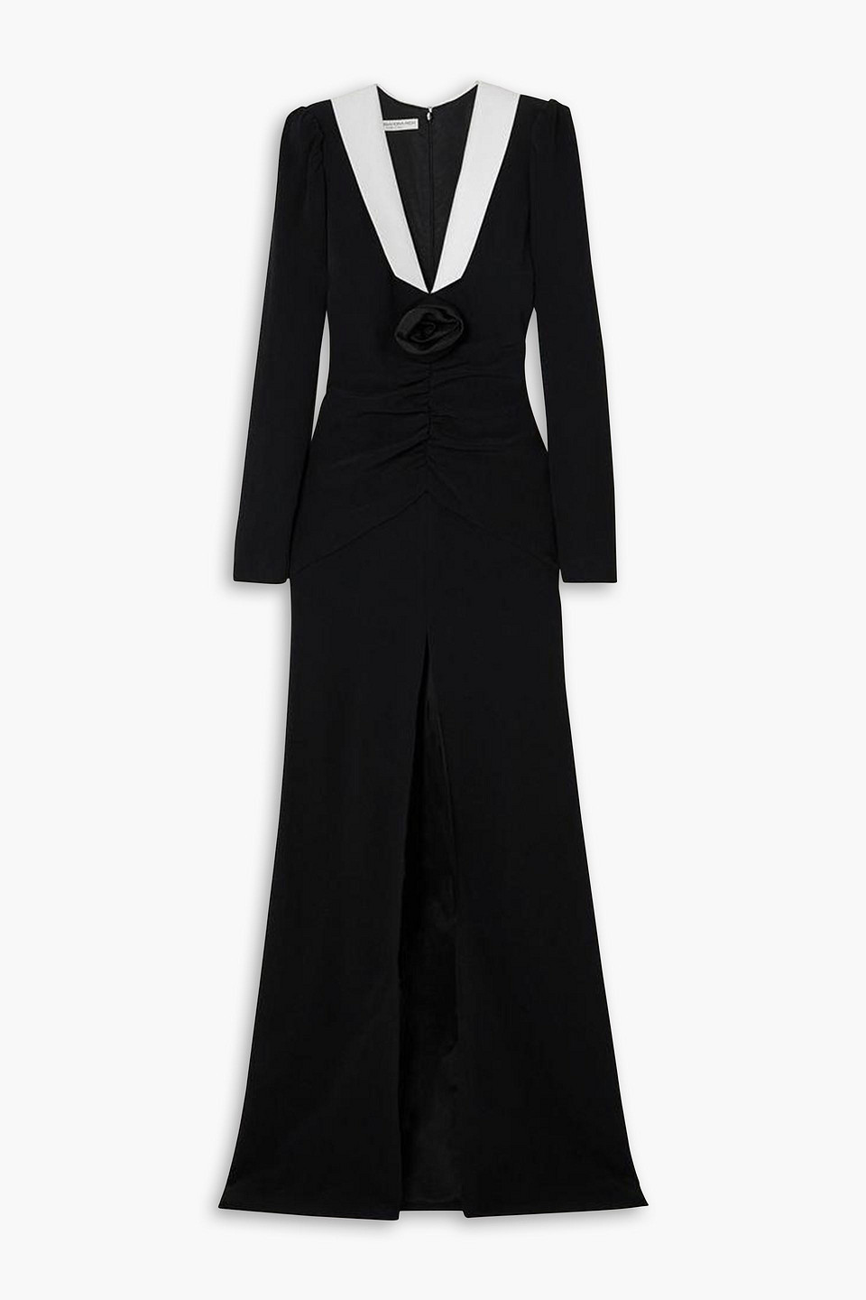 Alessandra Rich Cady Evening Dress W/ Rose In Black