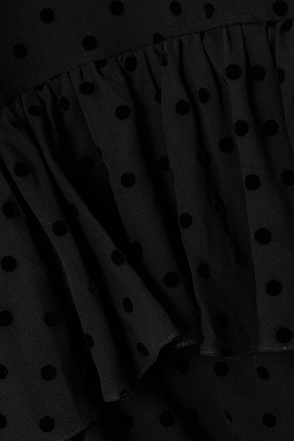 Alessandra Rich Polka-dot Flocked Silk-georgette Mini Dress In Black