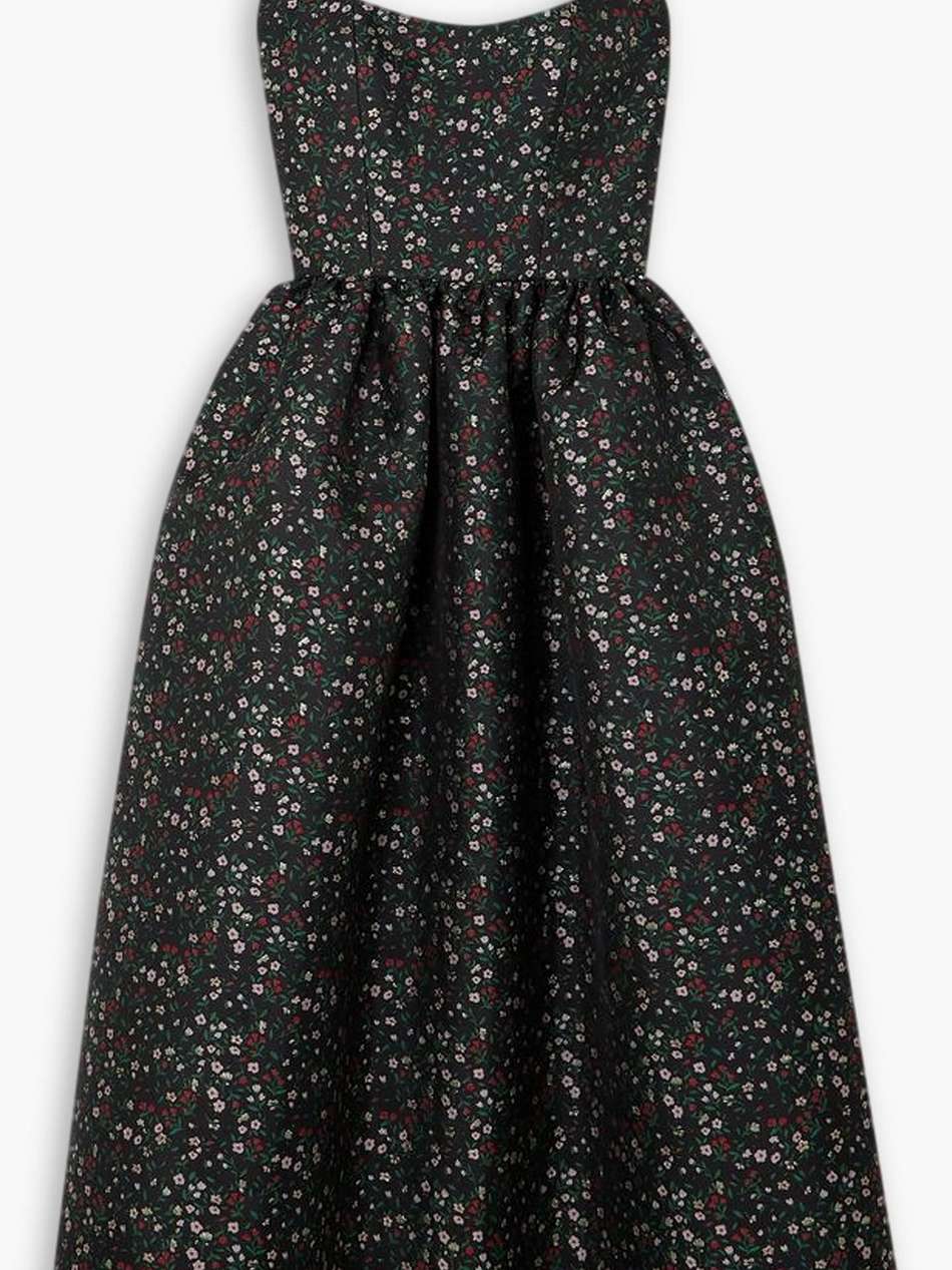 apple metallic floral-jacquard midi dress