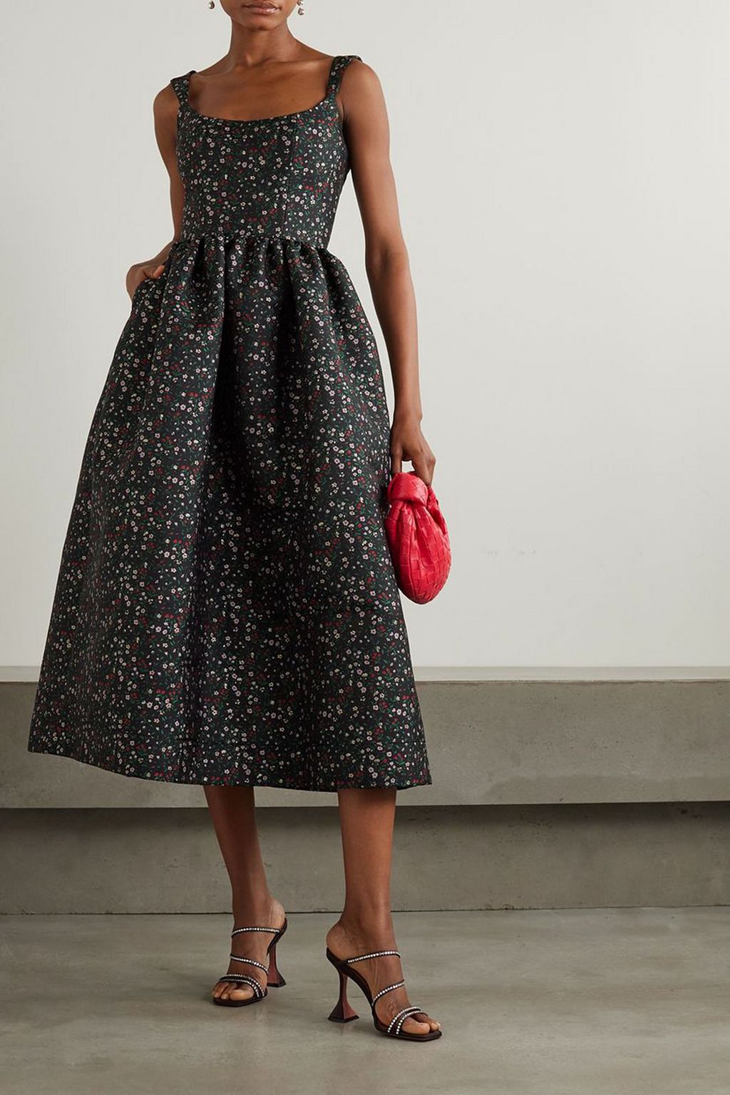 MARKARIAN Apple metallic floral-jacquard midi dress